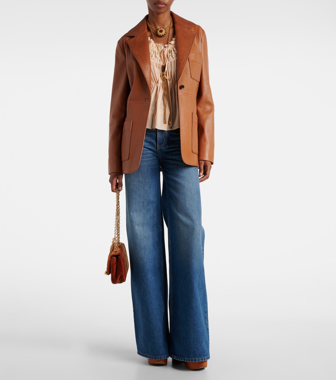 Shirred cropped lace-trimmed silk blouse | Chloé
