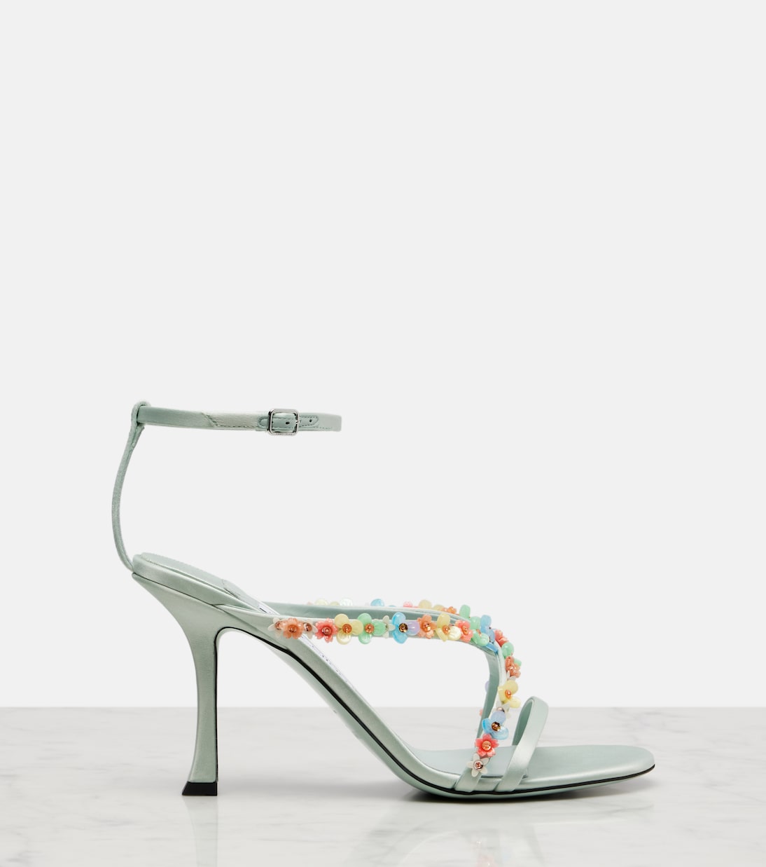 Sandalen Blanche 90 aus Satin | Jimmy Choo