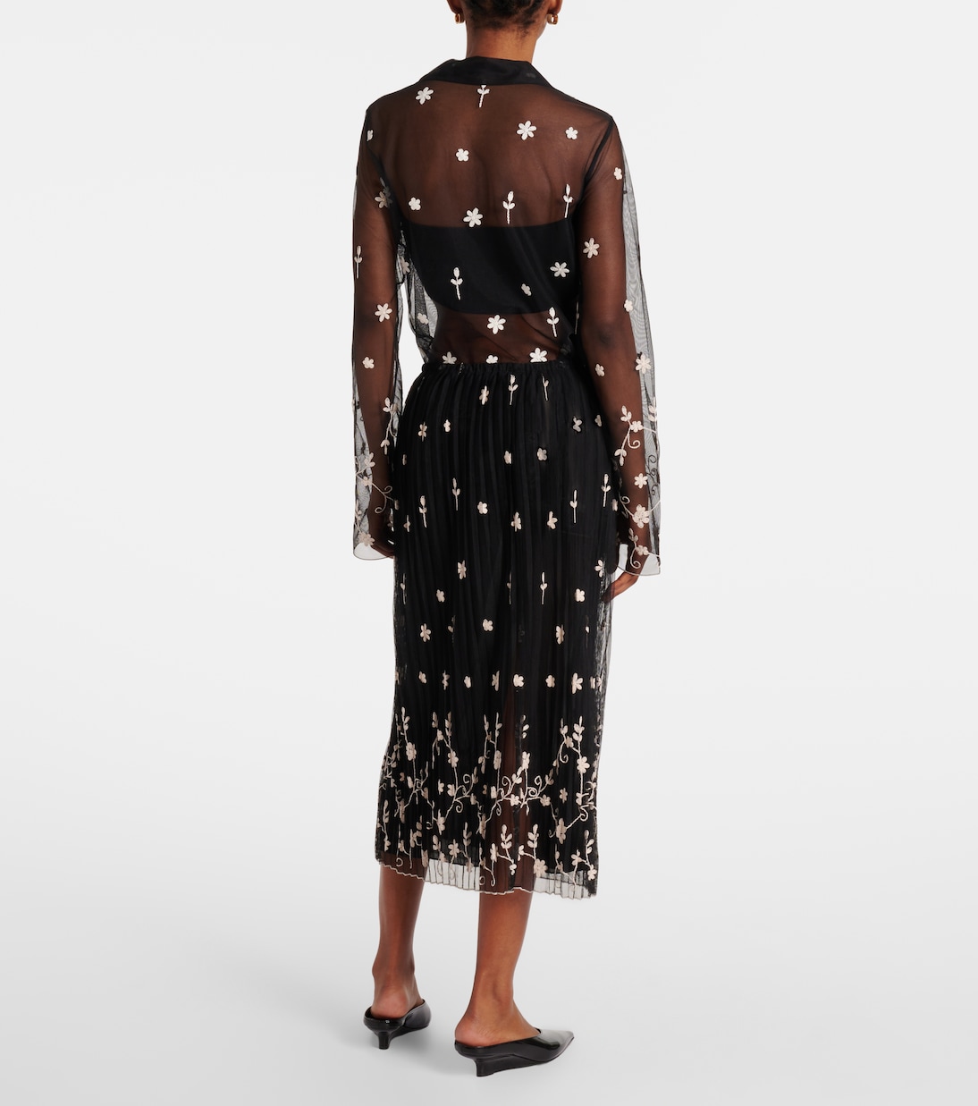 Bestickter Midirock aus Tüll  | Toteme