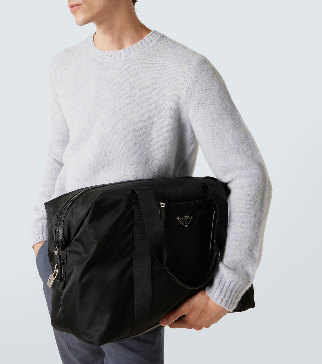 Weekender aus Re-Nylon mit Lederbesatz | Prada
