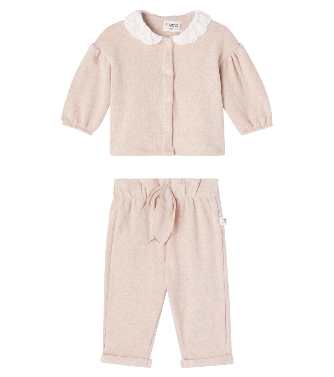 Baby cotton-blend cardigan and sweatpants set | Cozmo