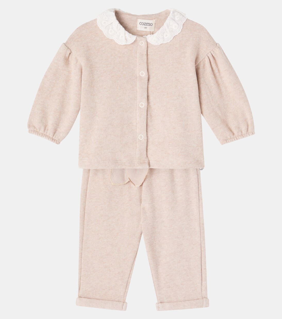 Baby cotton-blend cardigan and sweatpants set | Cozmo