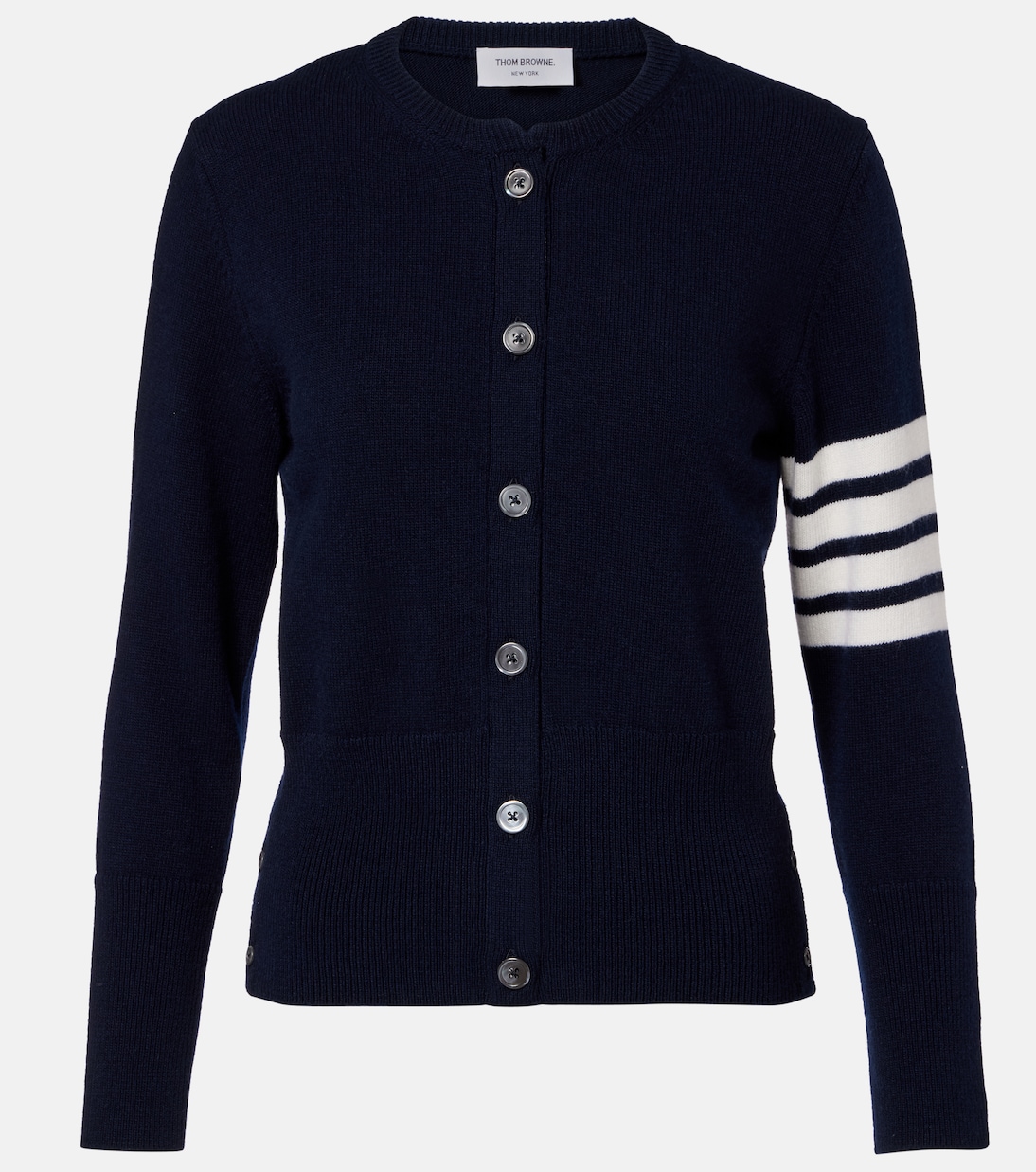 Cardigan 4-Bar en laine vierge intarsia | Thom Browne