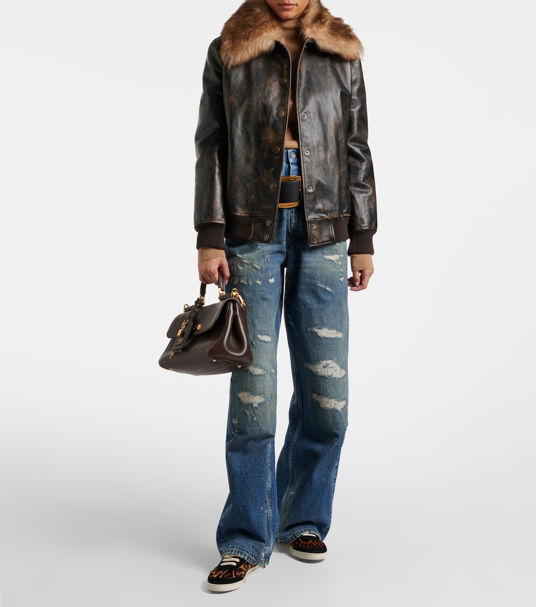 Saint Tropez Light suede-trimmed calf hair sneakers | Dolce&Gabbana