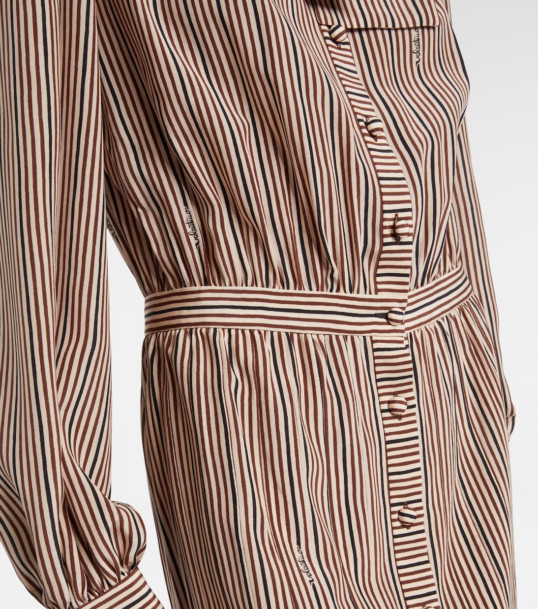 Robe midi rayée en soie | Valentino