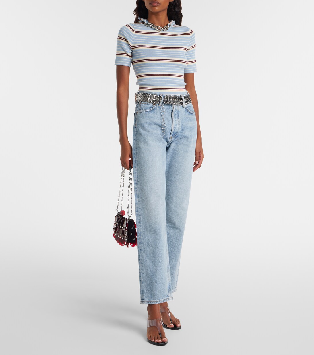 Chain-detail silk and cotton-blend top | Rabanne