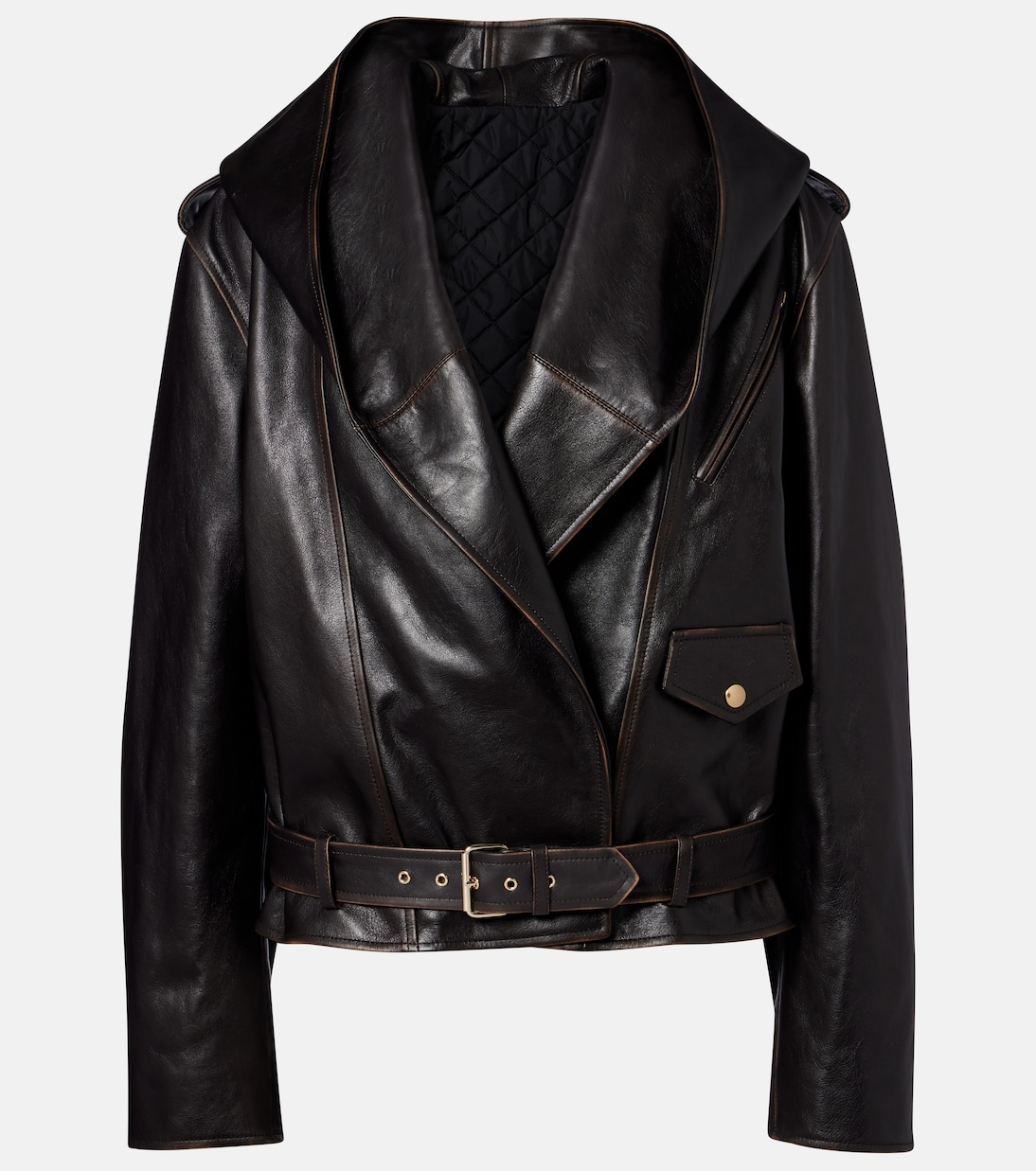 Hooded leather biker jacket | Alaïa