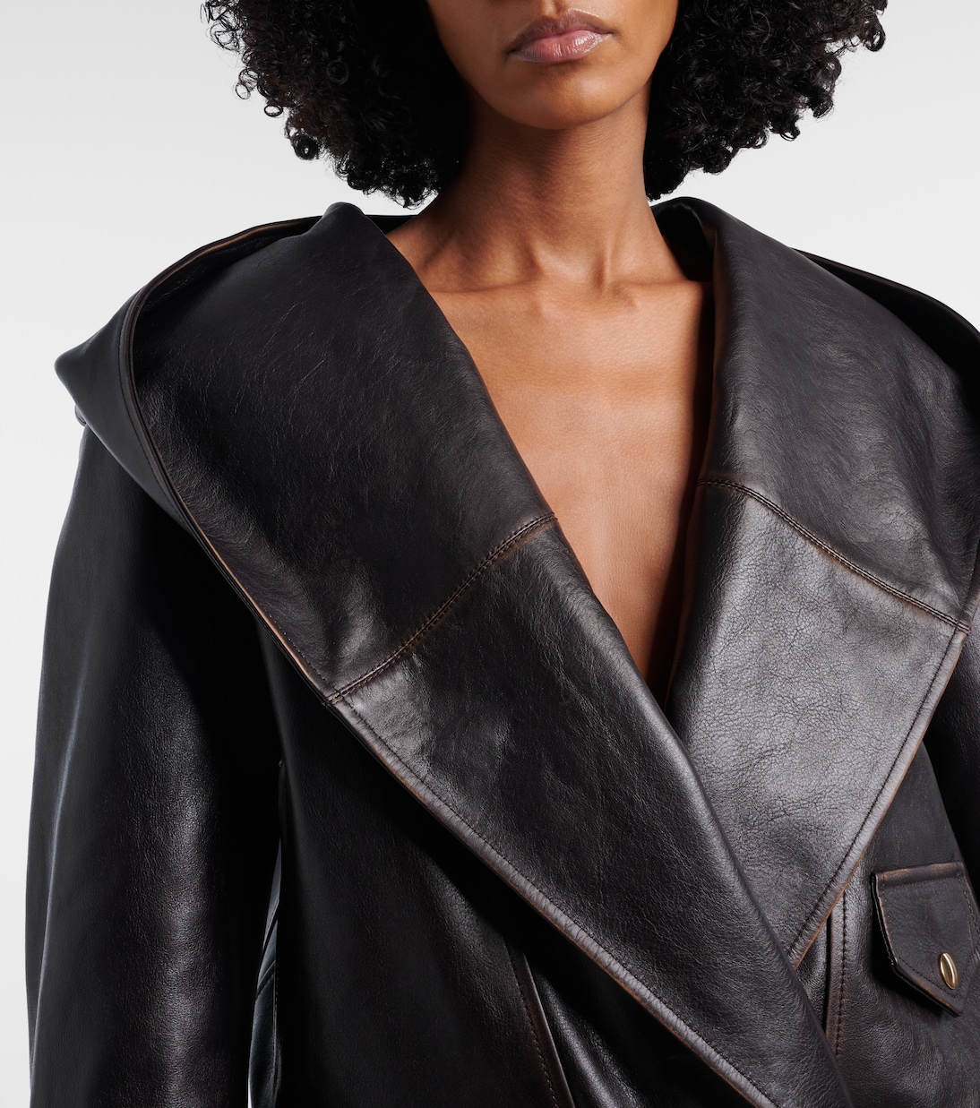Hooded leather biker jacket | Alaïa