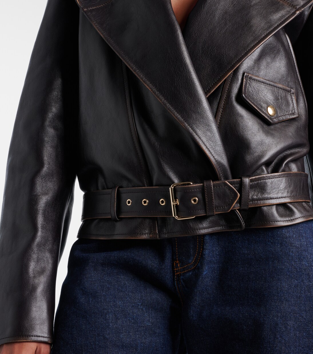 Hooded leather biker jacket | Alaïa