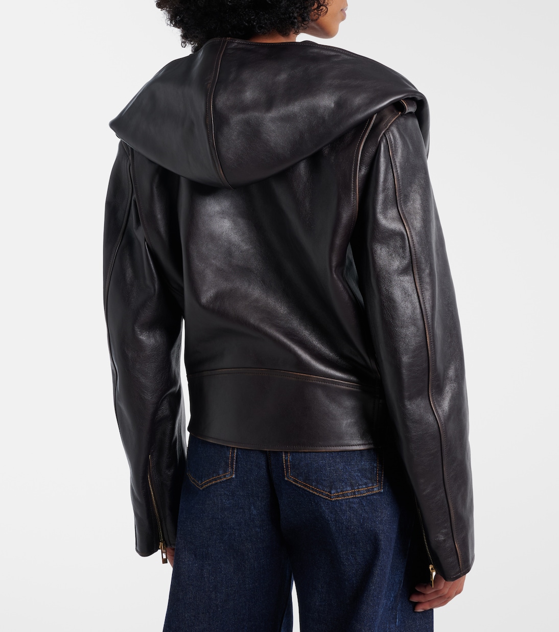 Hooded leather biker jacket | Alaïa