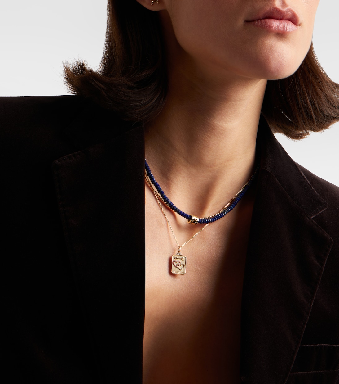 Collana The Lovers Tarot Card in oro 14kt con rubini e diamanti | Sydney Evan