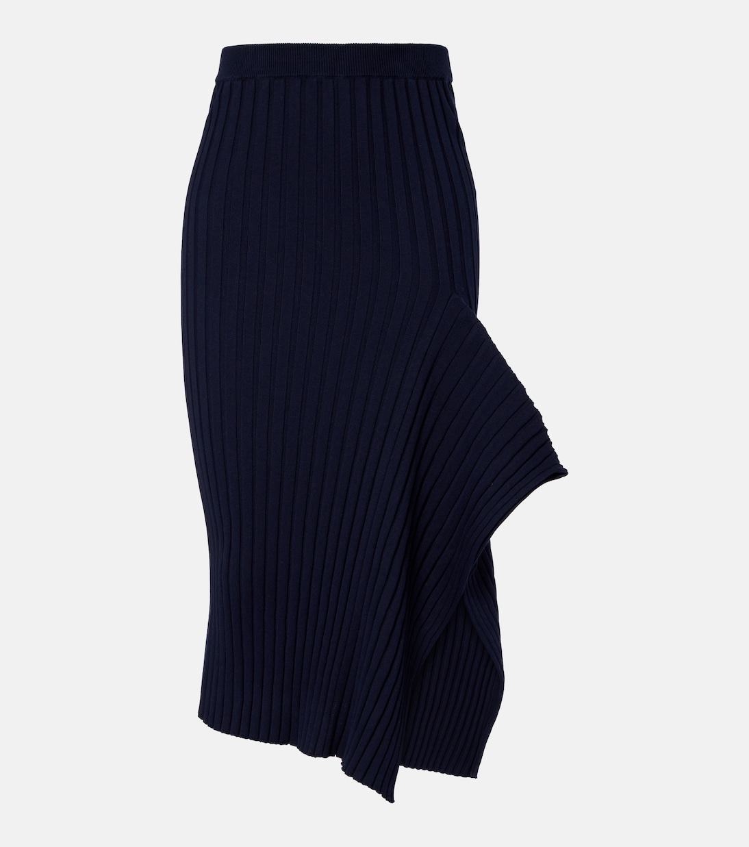 Ribbed-knit ruffled cotton midi skirt | Stella McCartney