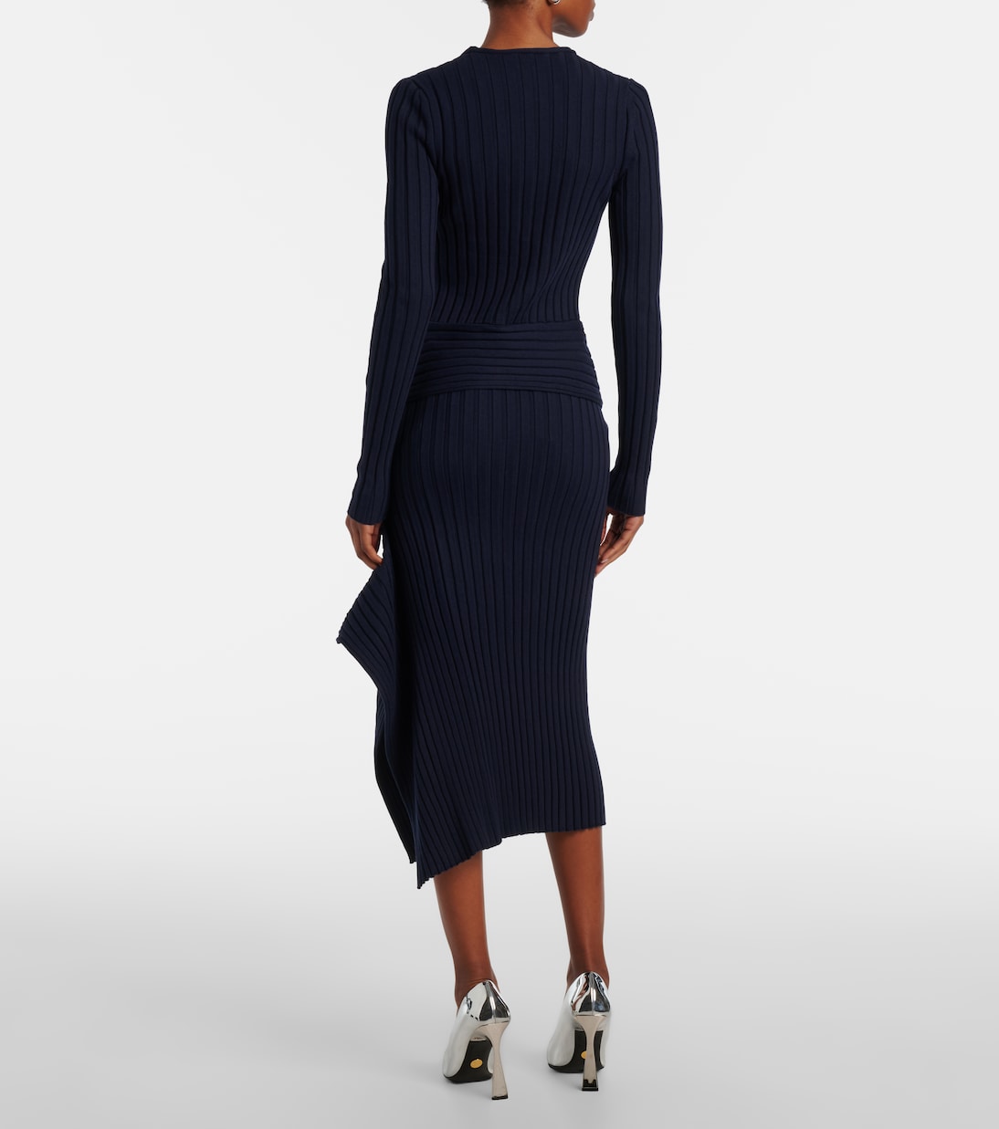 Ribbed-knit ruffled cotton midi skirt | Stella McCartney