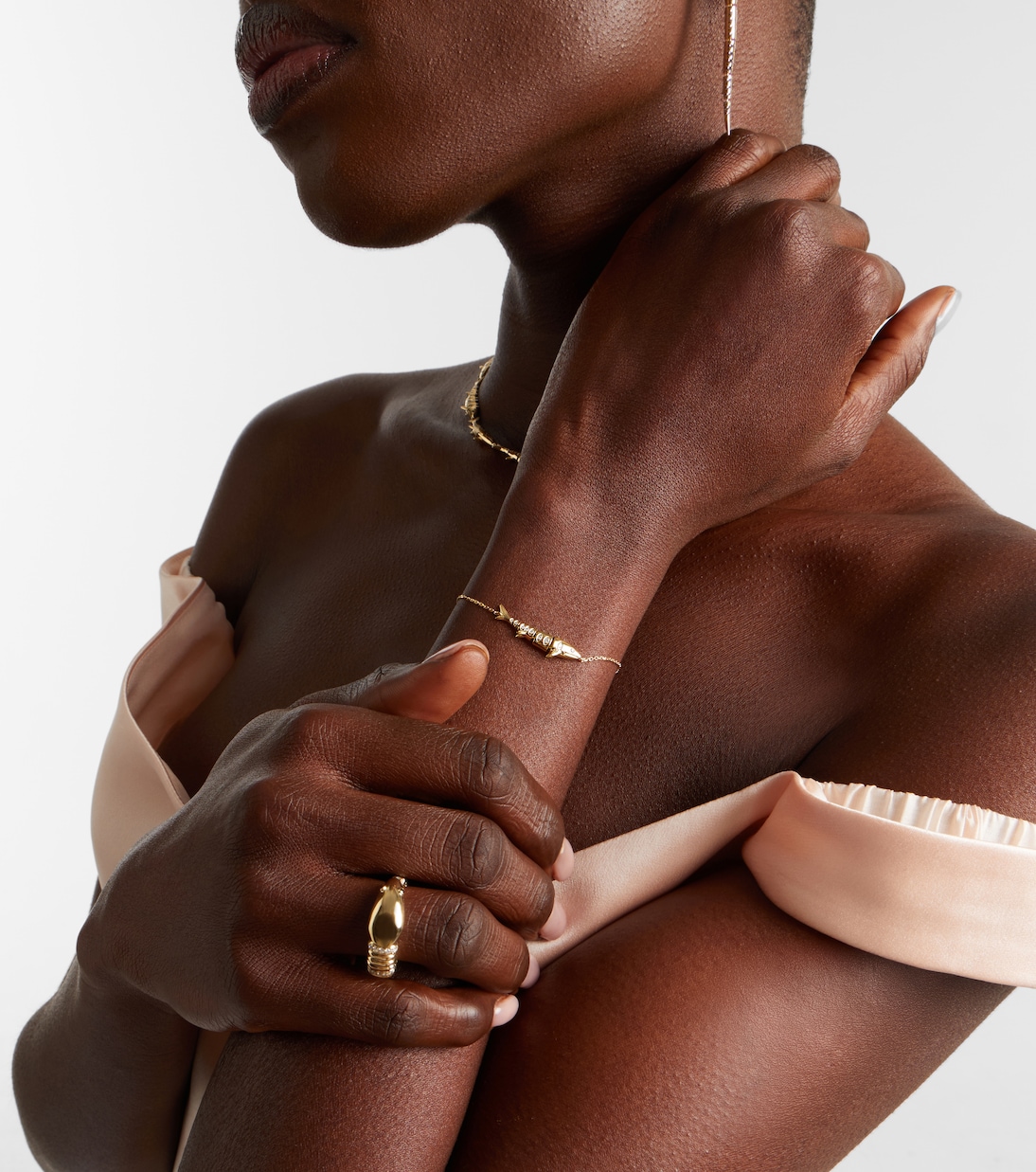 Marlin 9kt gold chain bracelet with diamonds  | Yvonne Léon