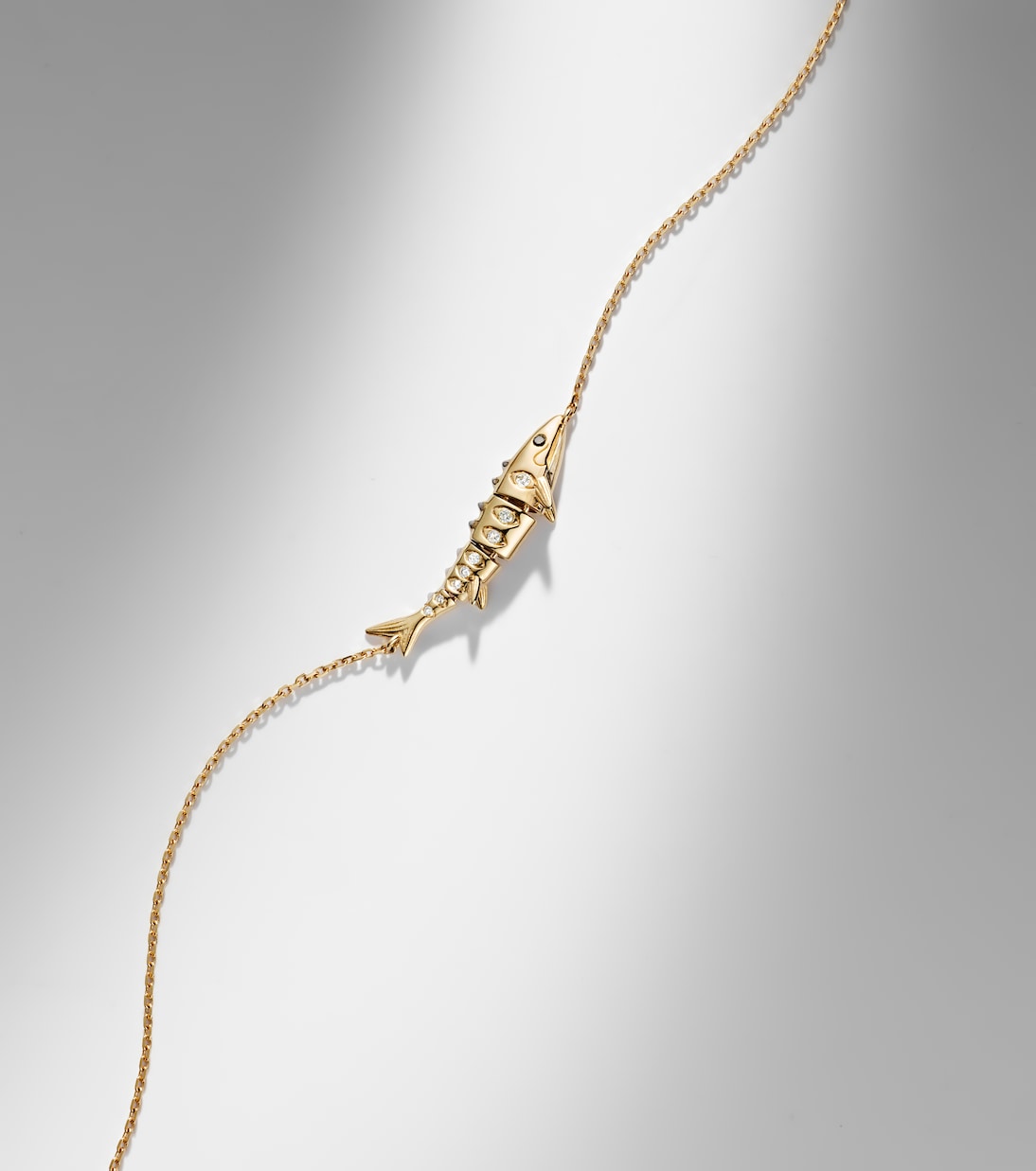 Marlin 9kt gold chain bracelet with diamonds  | Yvonne Léon