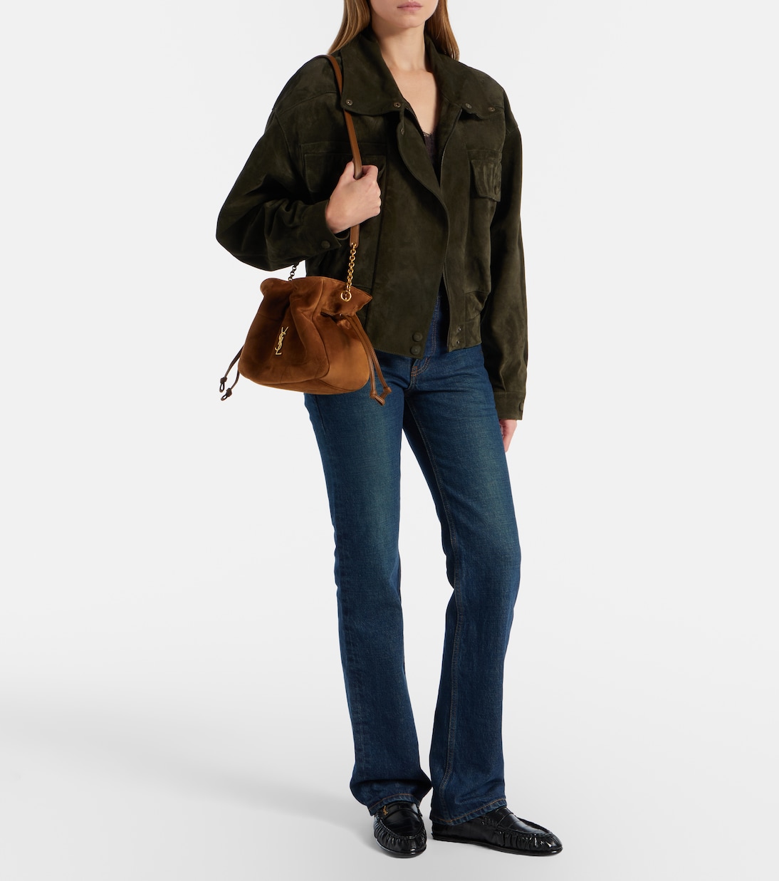 Schultertasche Jamie Small aus Veloursleder | Saint Laurent