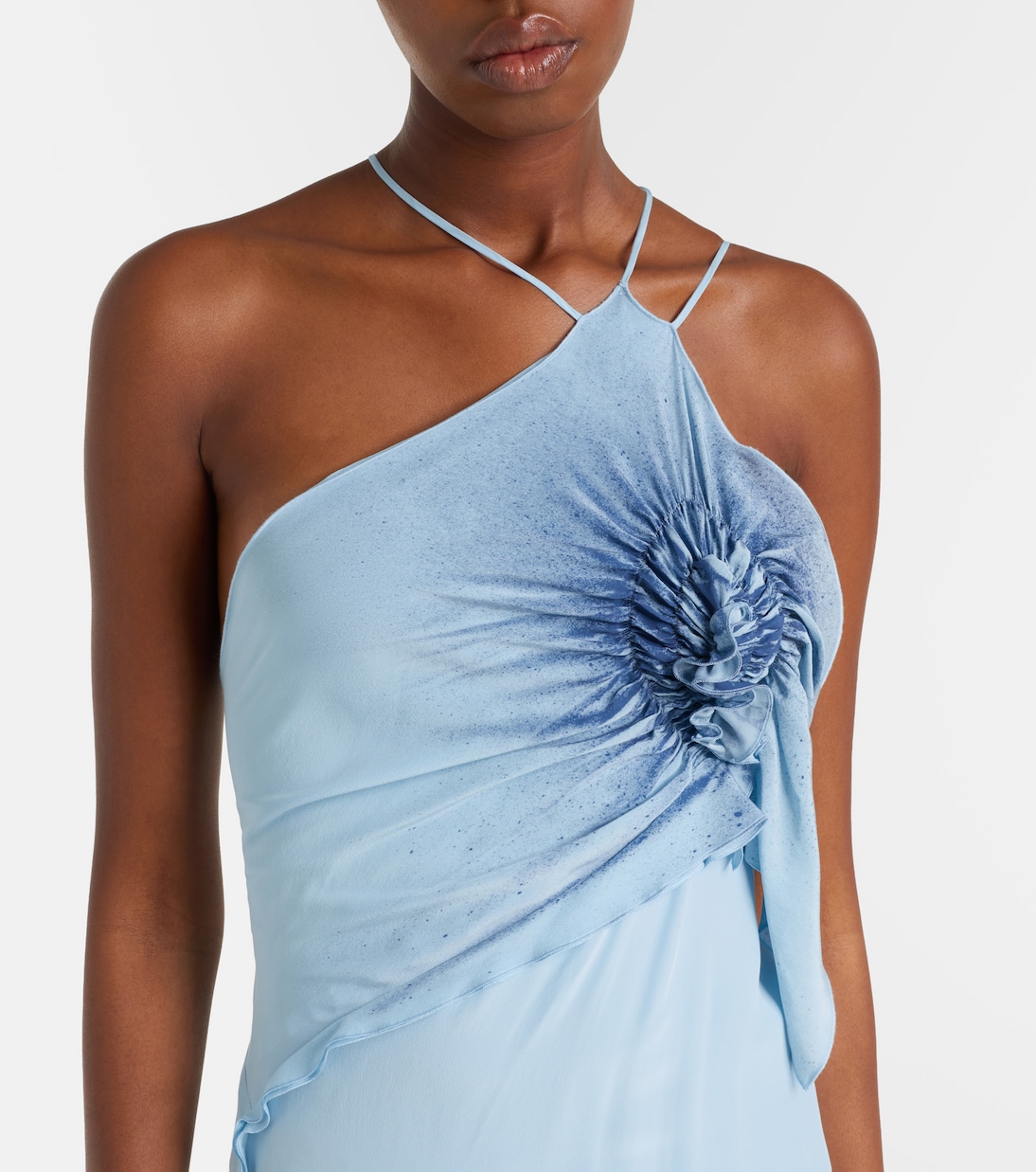 Asymmetric smocked silk cocktail dress | Victoria Beckham