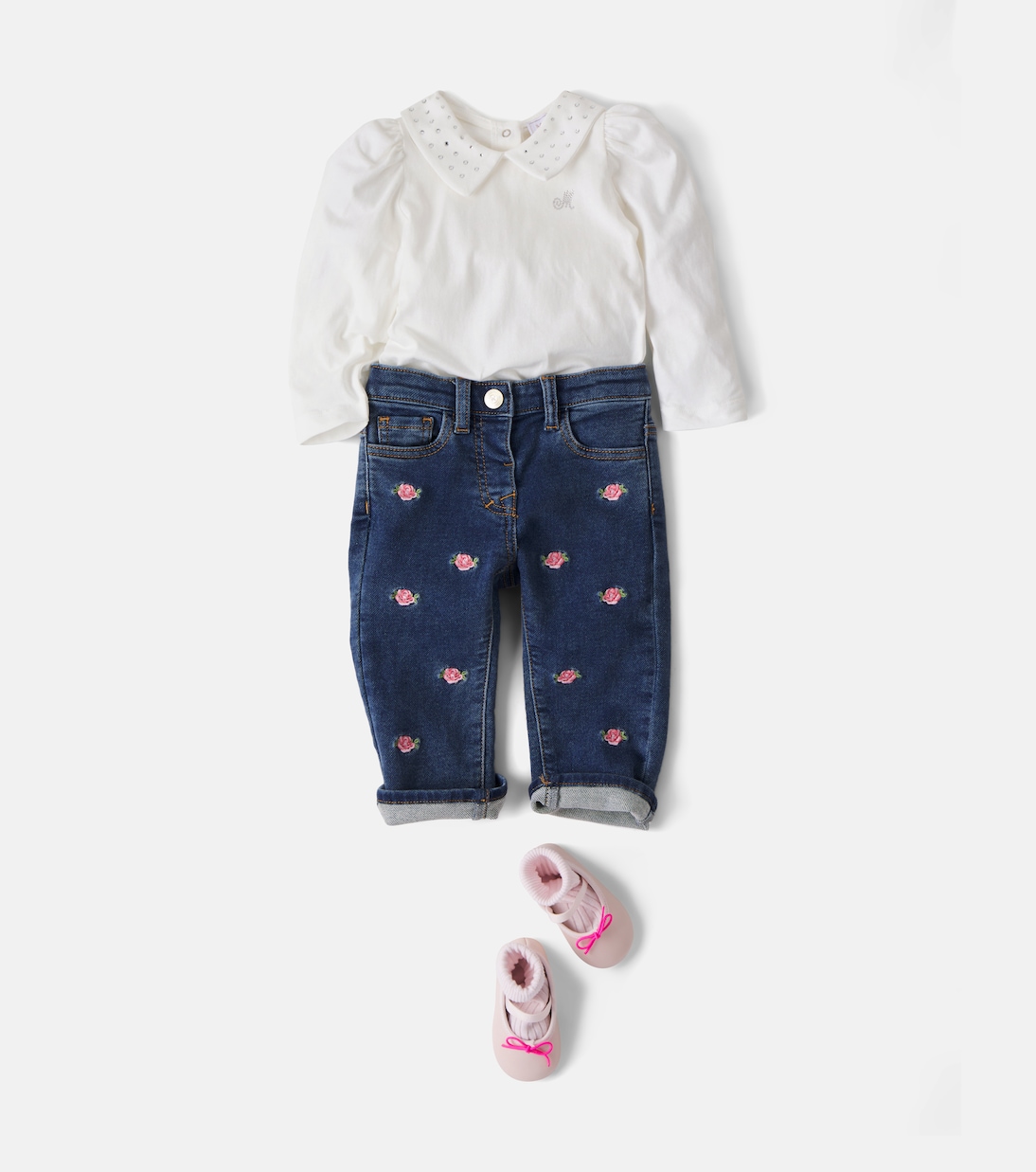 Baby embellished cotton bodysuit | Monnalisa