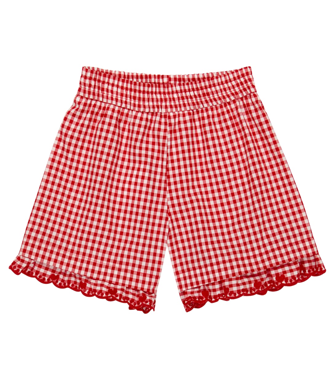 Gingham embroidered cotton shorts | Monnalisa