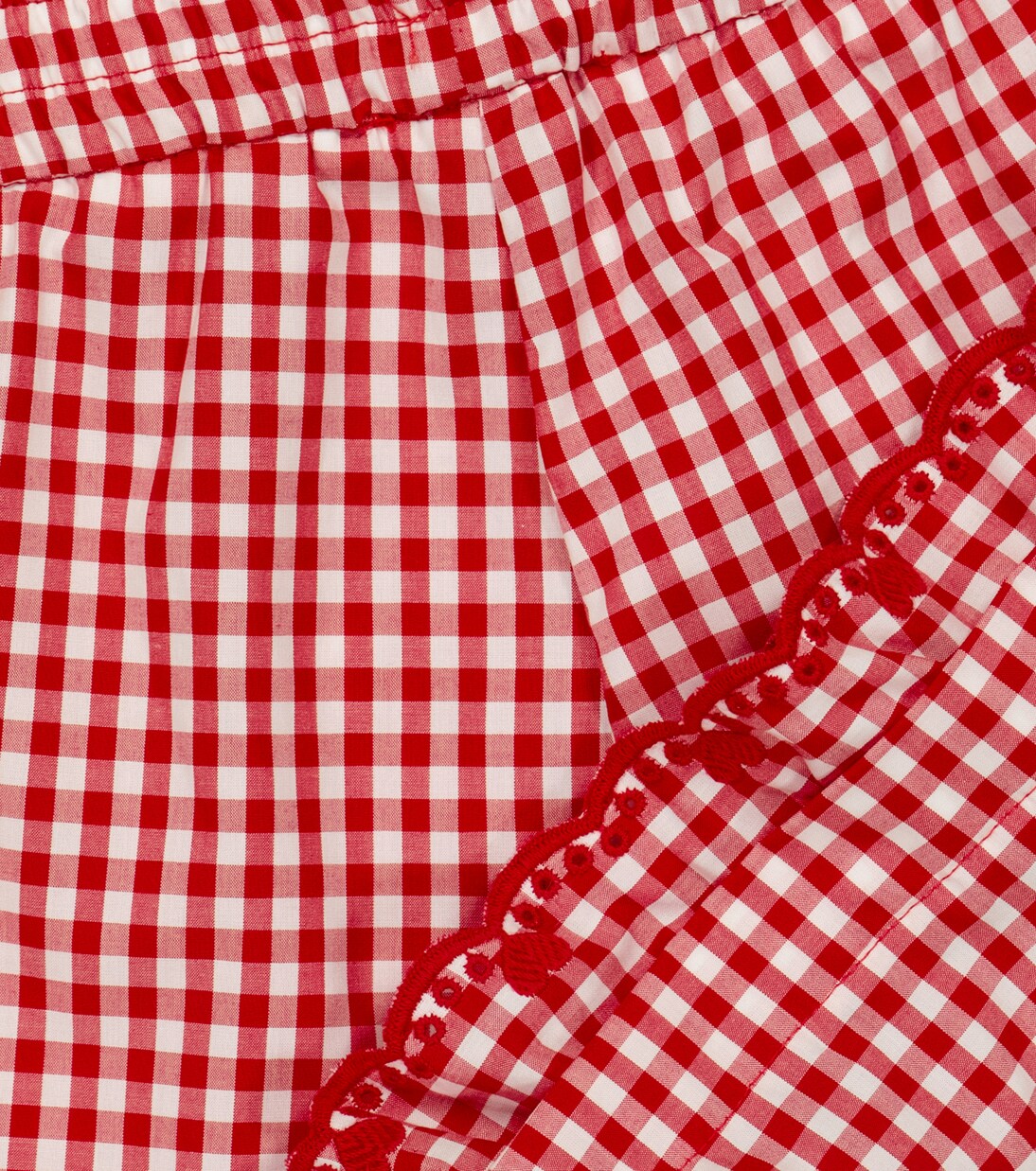 Gingham embroidered cotton shorts | Monnalisa