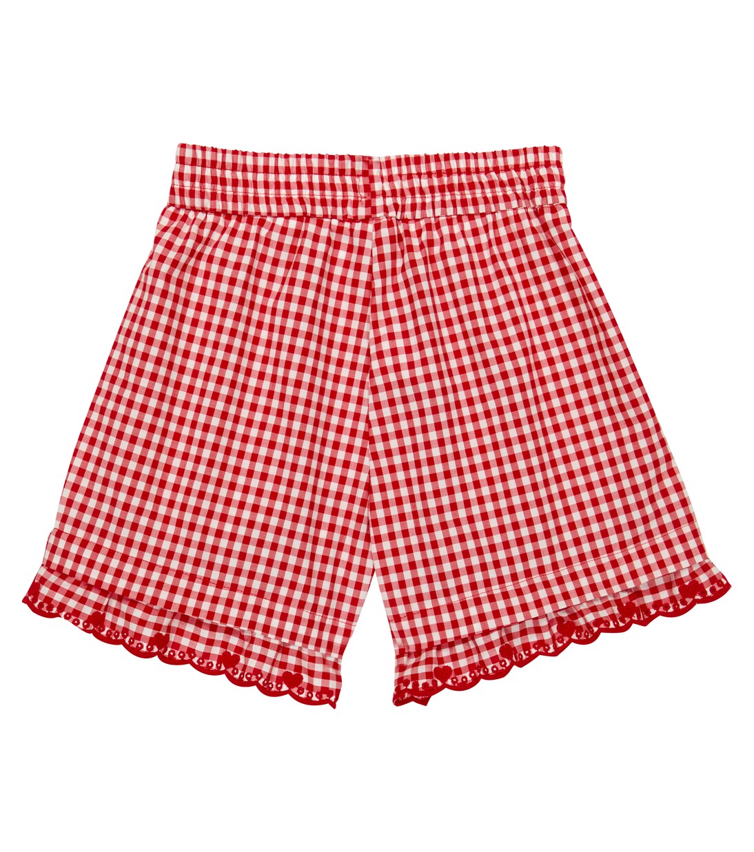 Gingham embroidered cotton shorts | Monnalisa