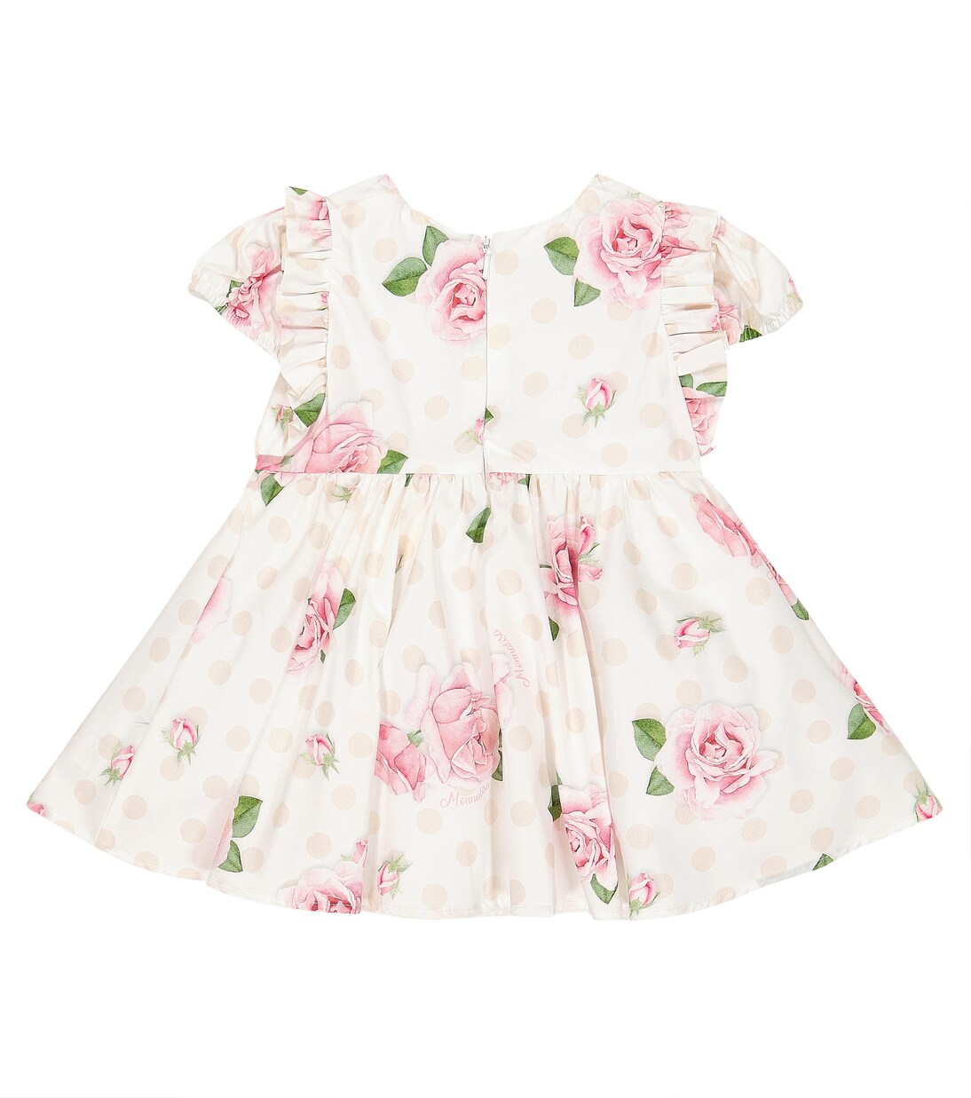 Polka-dot and floral cotton dress | Monnalisa