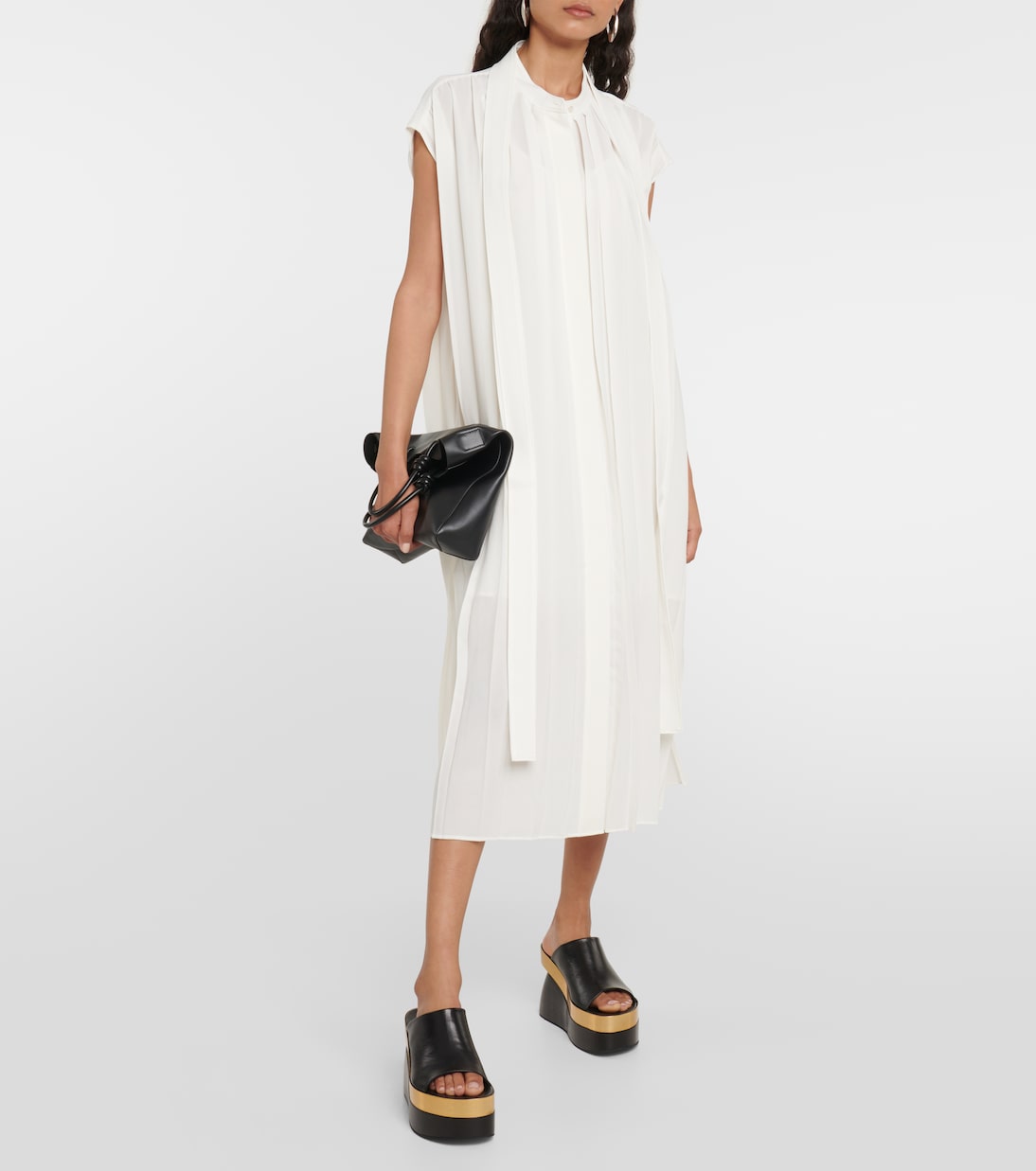 Robe midi Davidge en coton et soie | Joseph