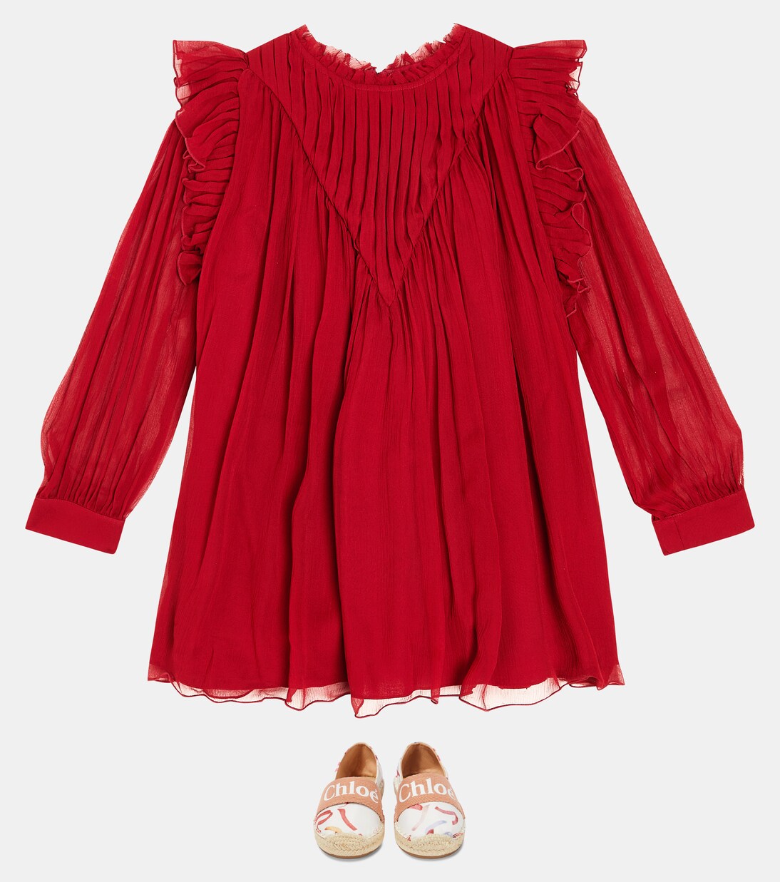 Ruffled silk chiffon dress | Chloé Kids