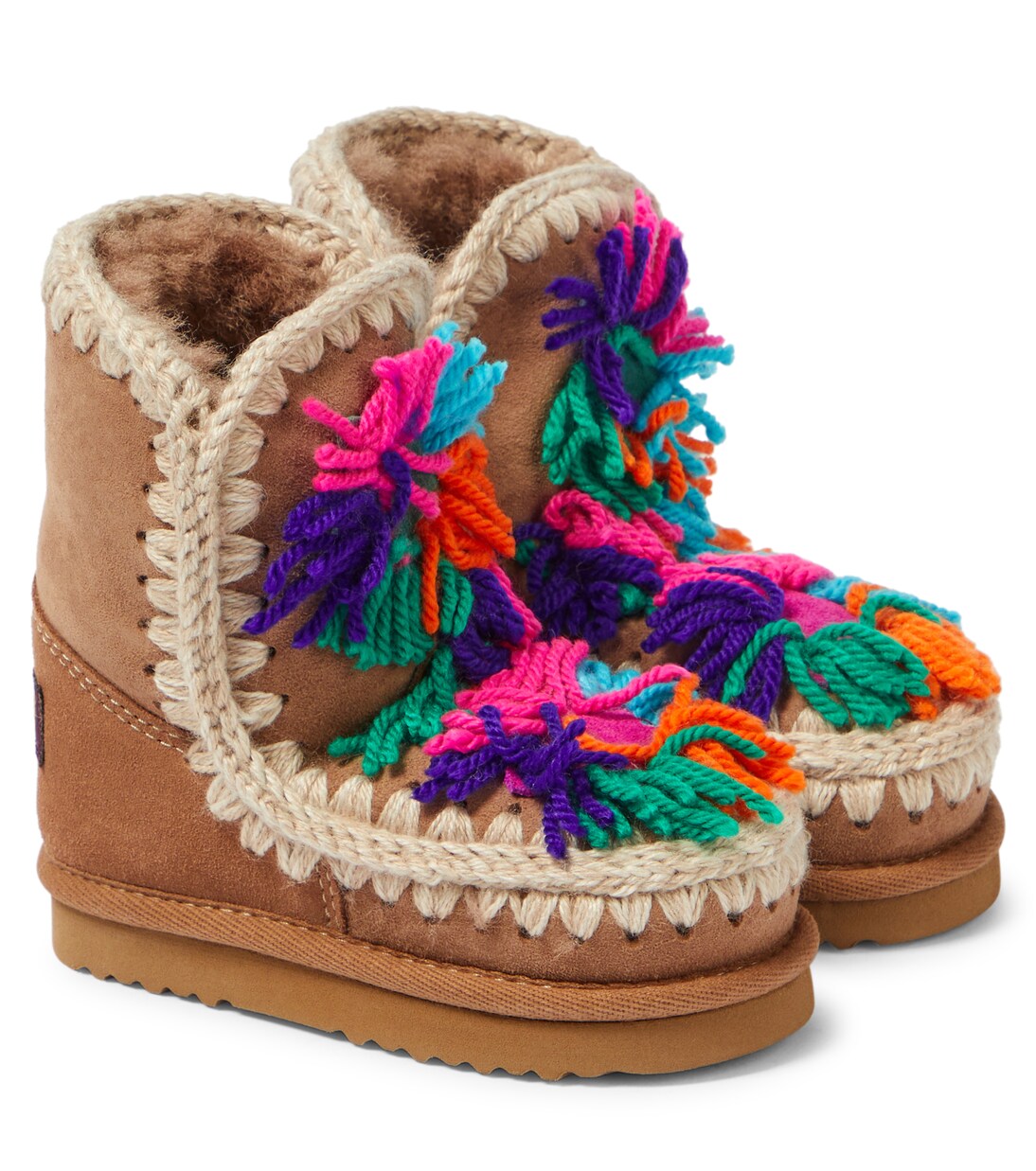 Floral-appliqué suede boots | Mou Kids