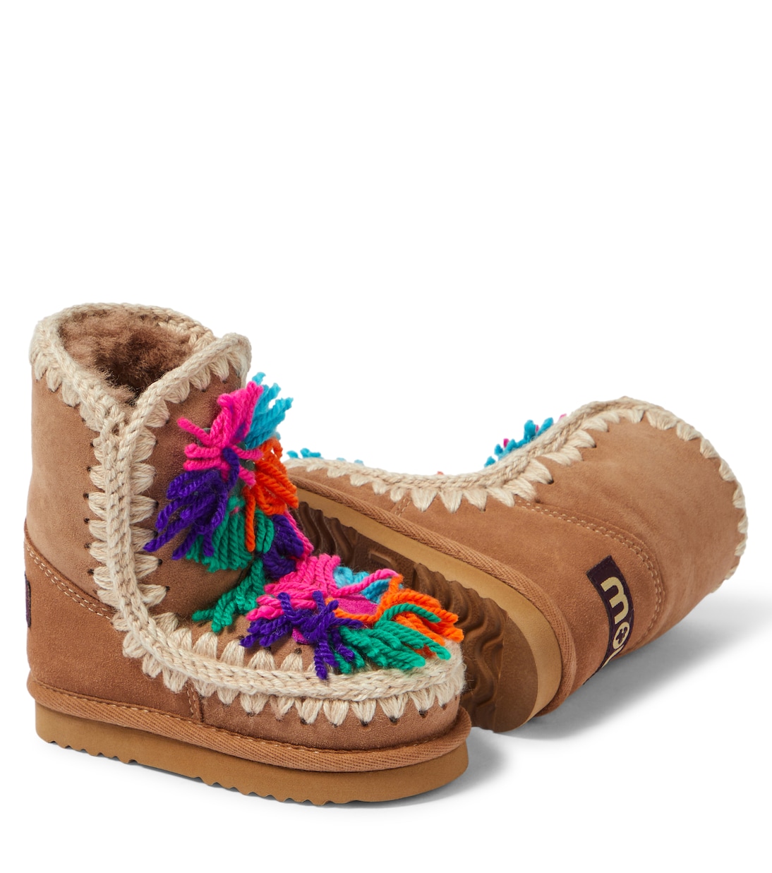 Floral-appliqué suede boots | Mou Kids