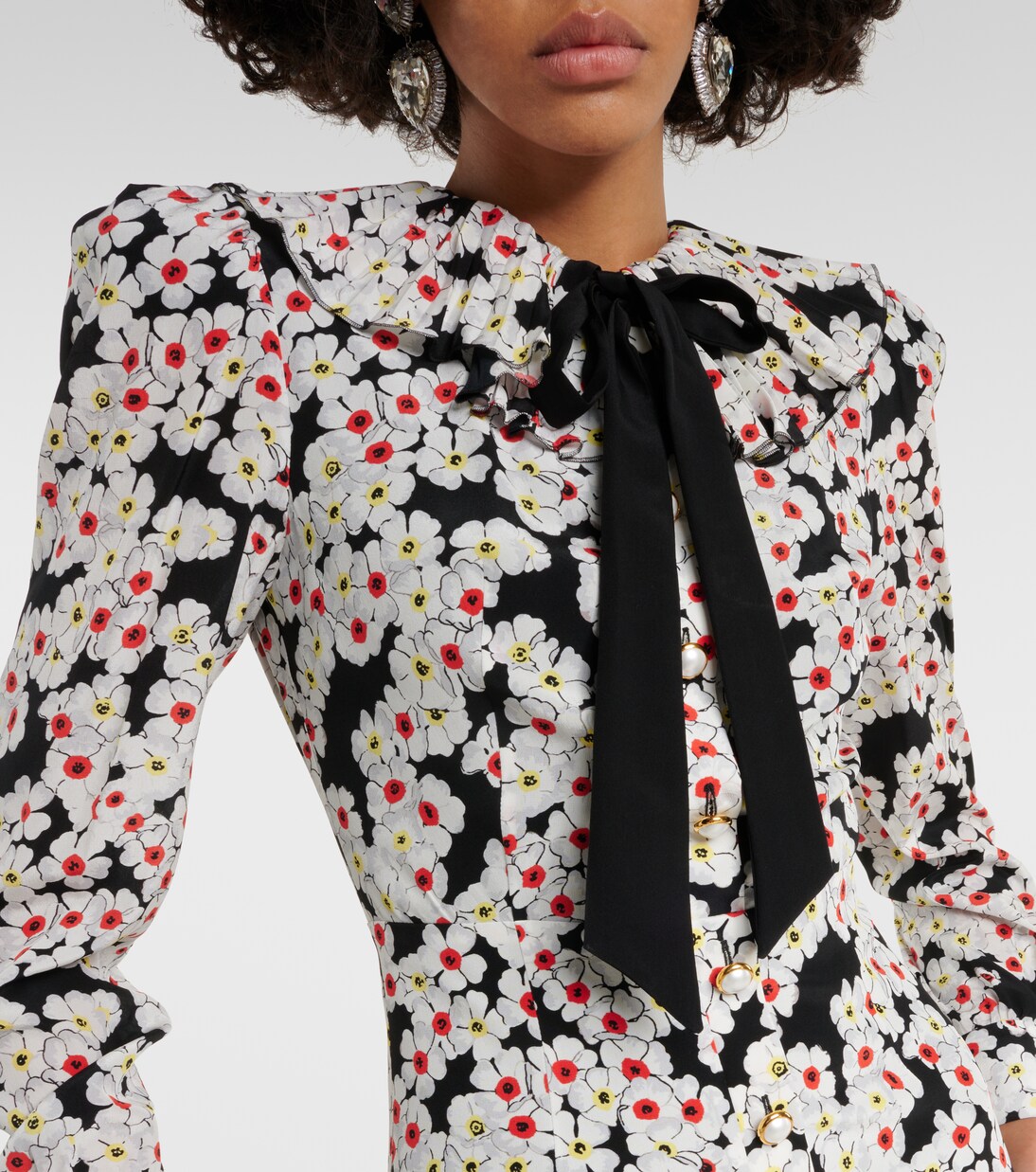 Miniabito in seta con fiocco e stampa | Alessandra Rich