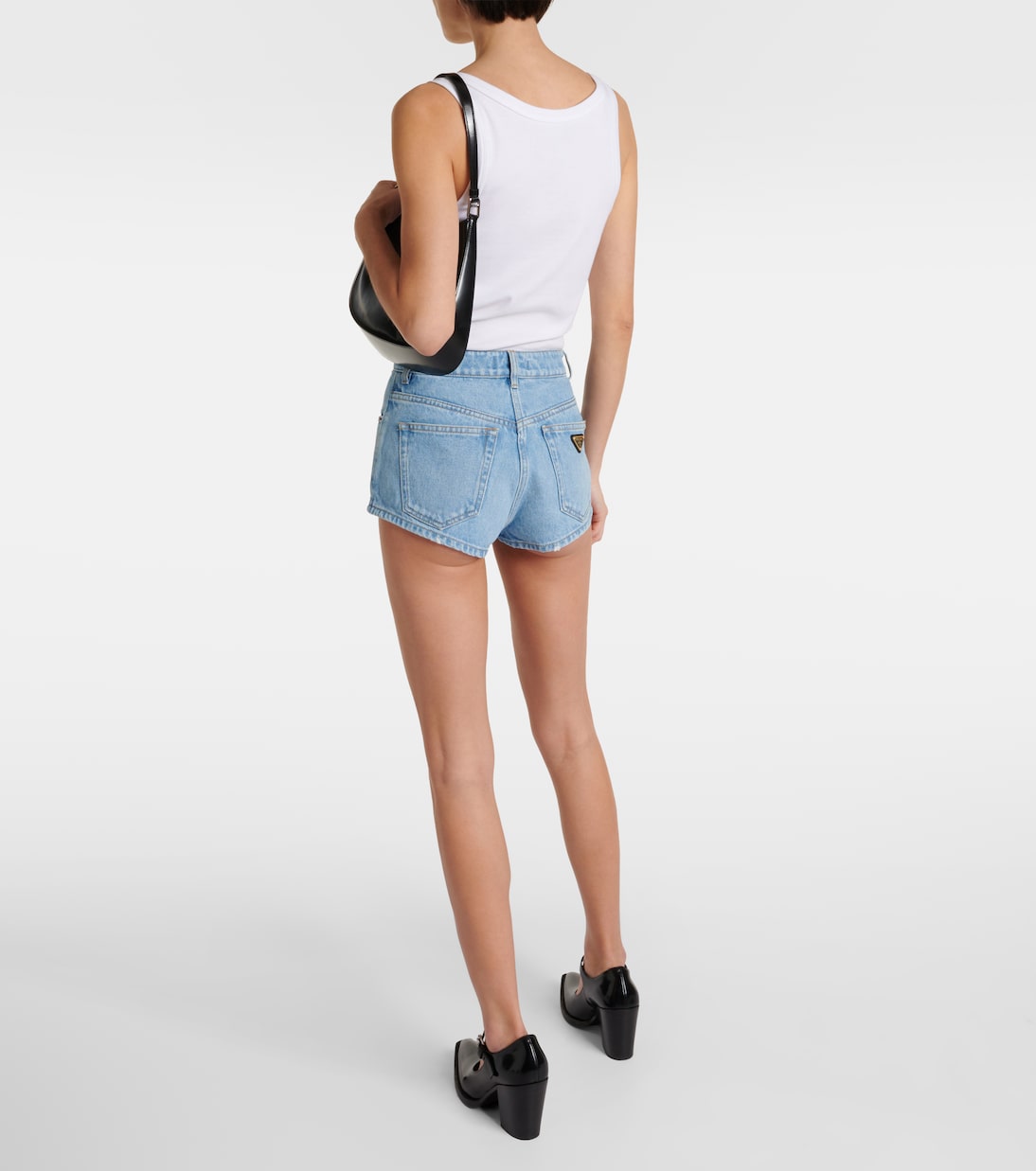 High-rise denim shorts | Prada