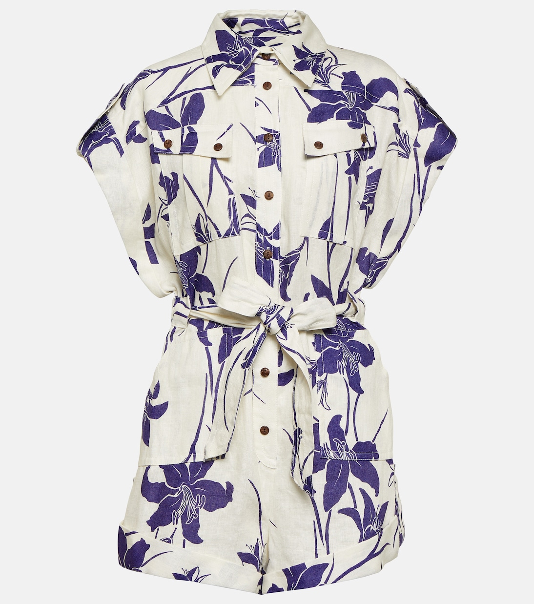 Acadian floral linen playsuit | Zimmermann