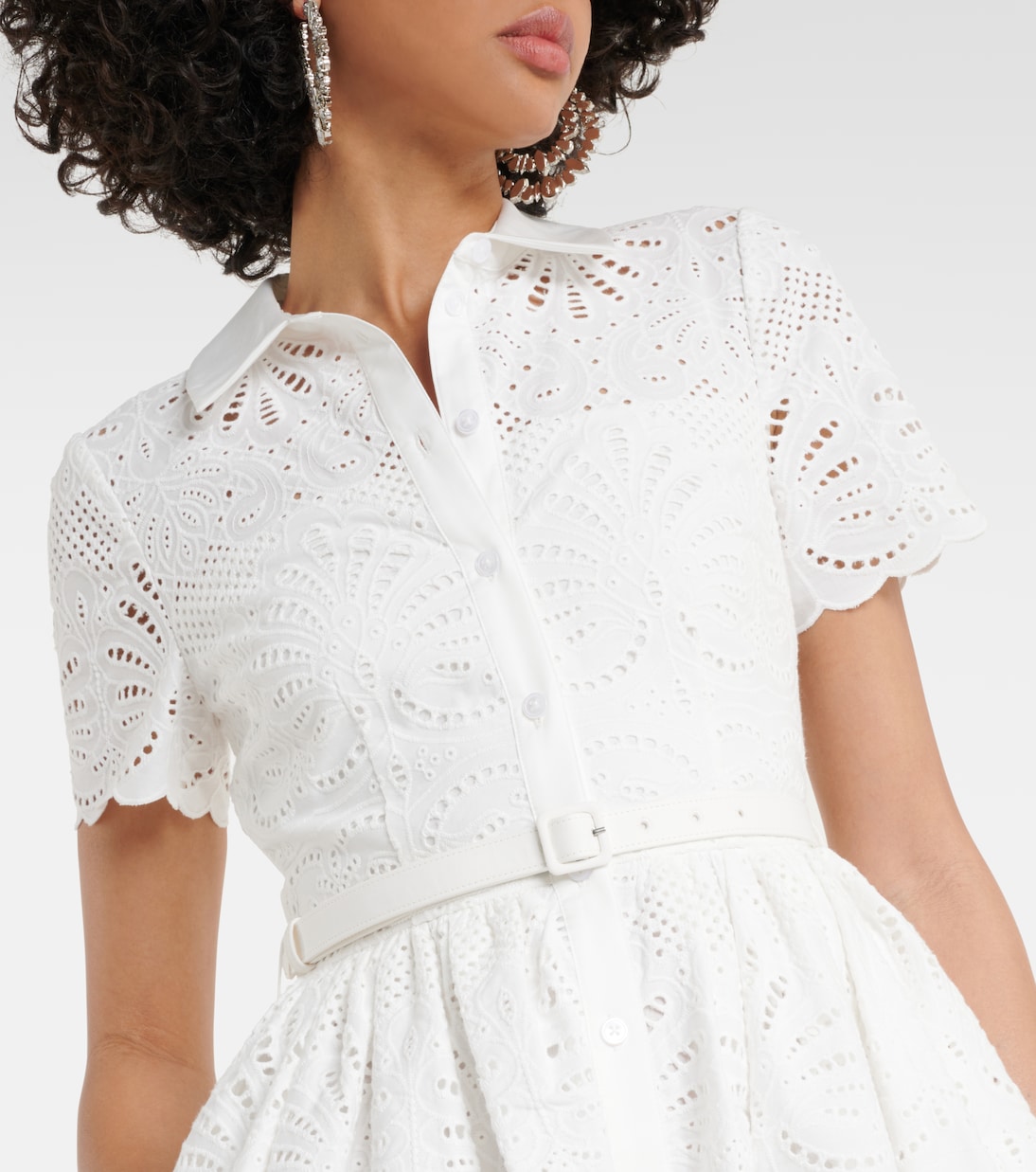 Besticktes Midikleid aus Baumwolle | Self-Portrait