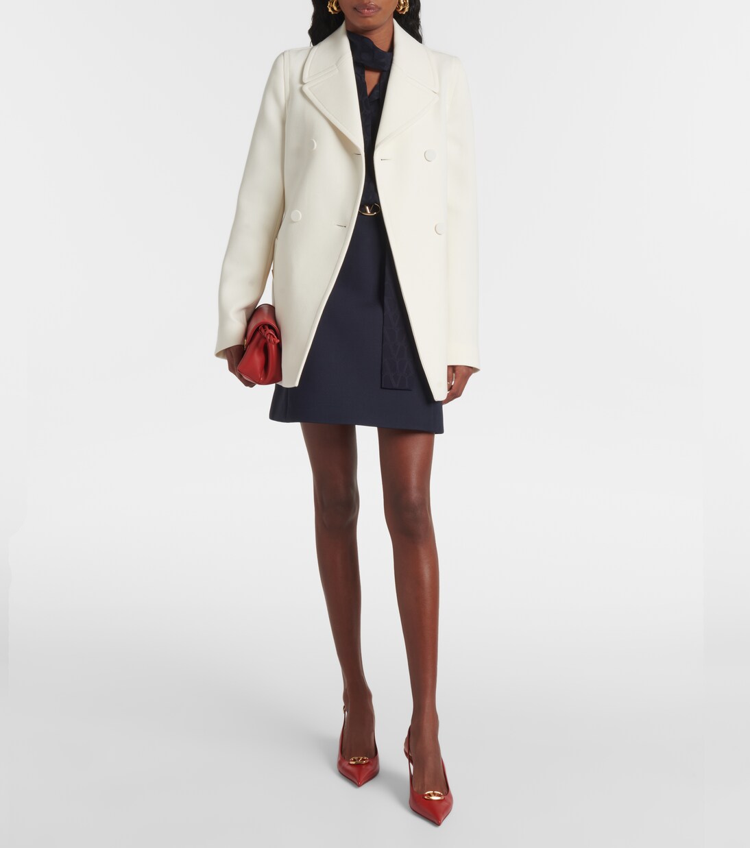 Blazer en crêpe de laine mélangée | Valentino