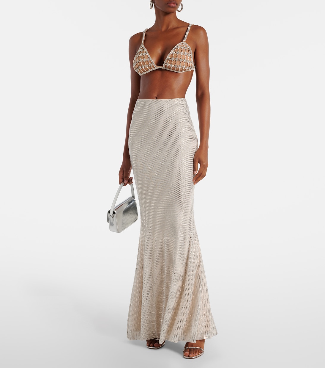 Maxirock aus Mesh mit Pailletten | Self-Portrait