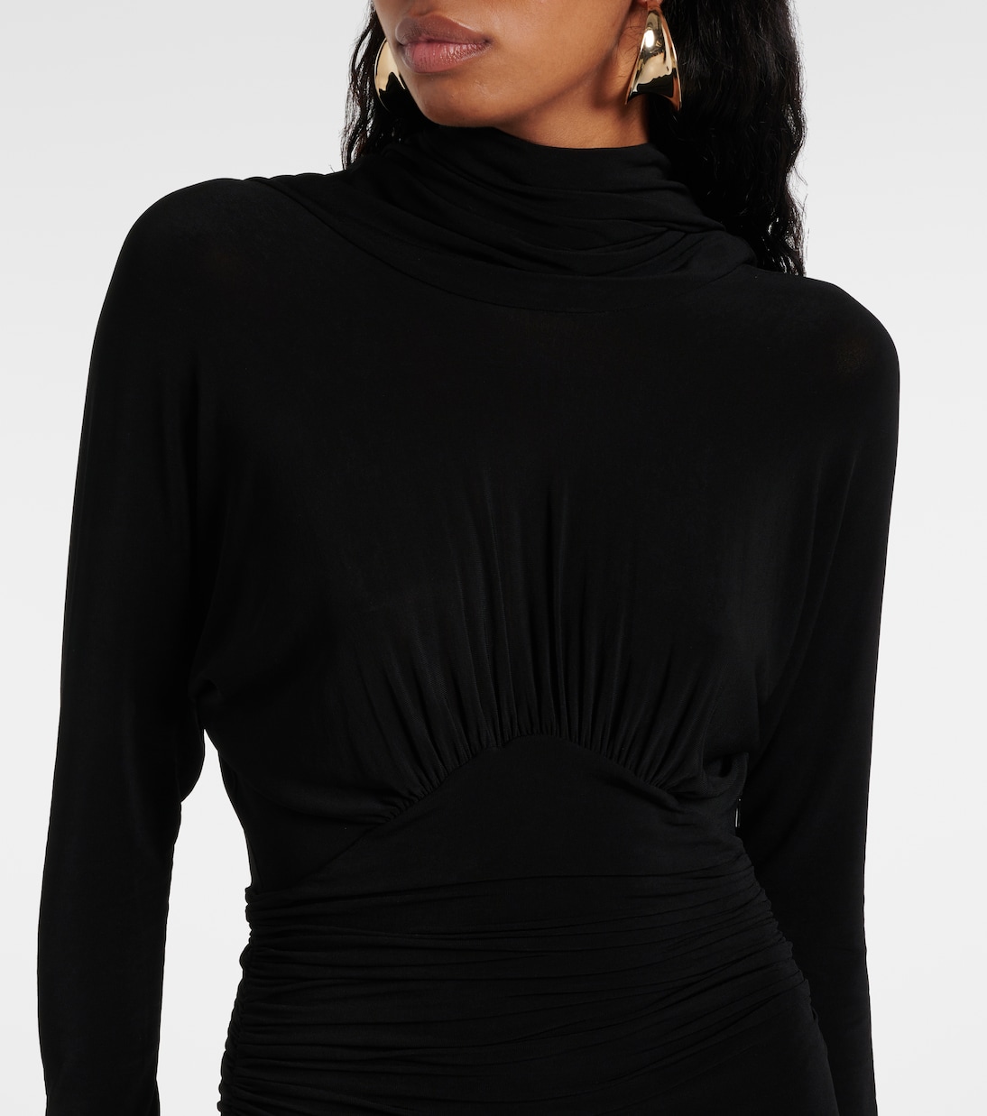 Vestido midi de punto con espalda drapeada | Saint Laurent