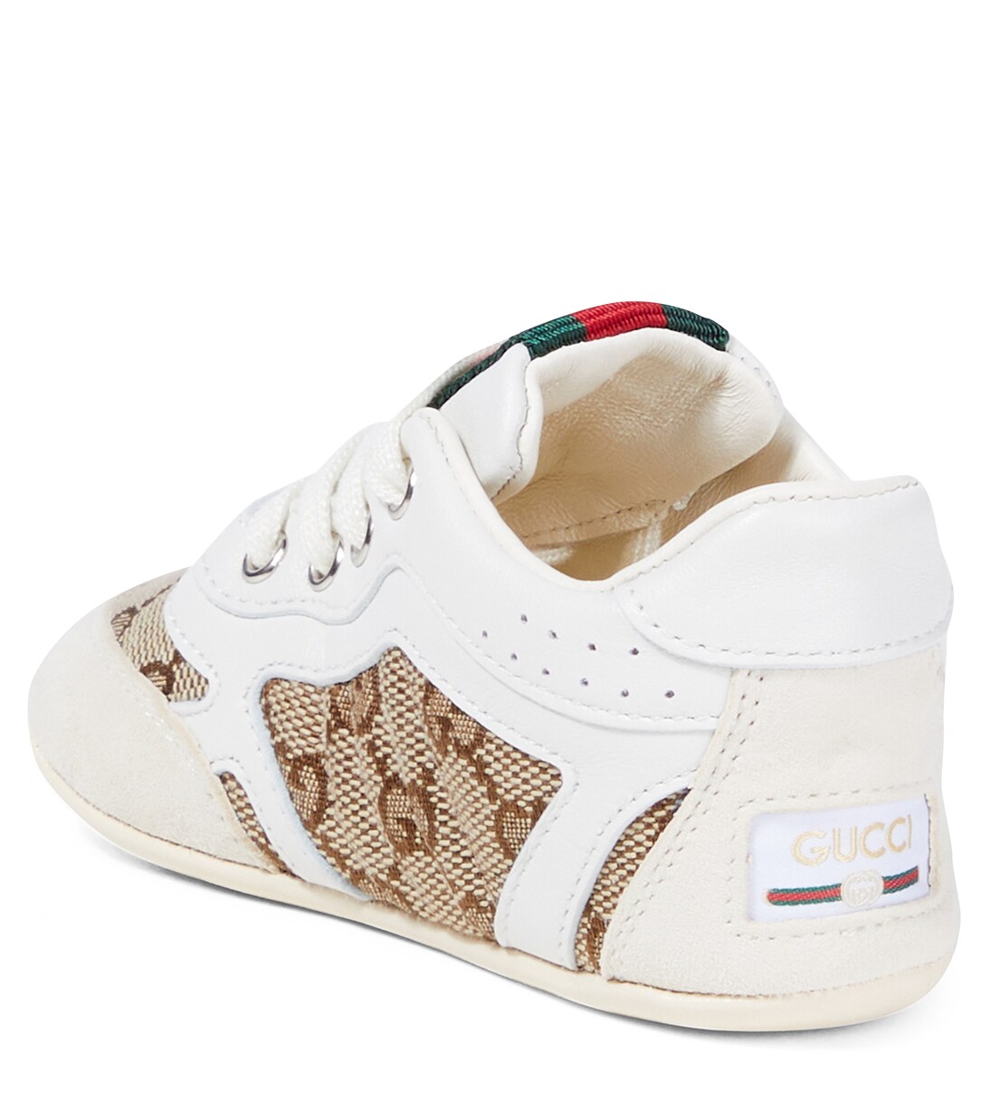 Baby Gucci Re-Web leather-trimmed sneakers | Gucci Kids