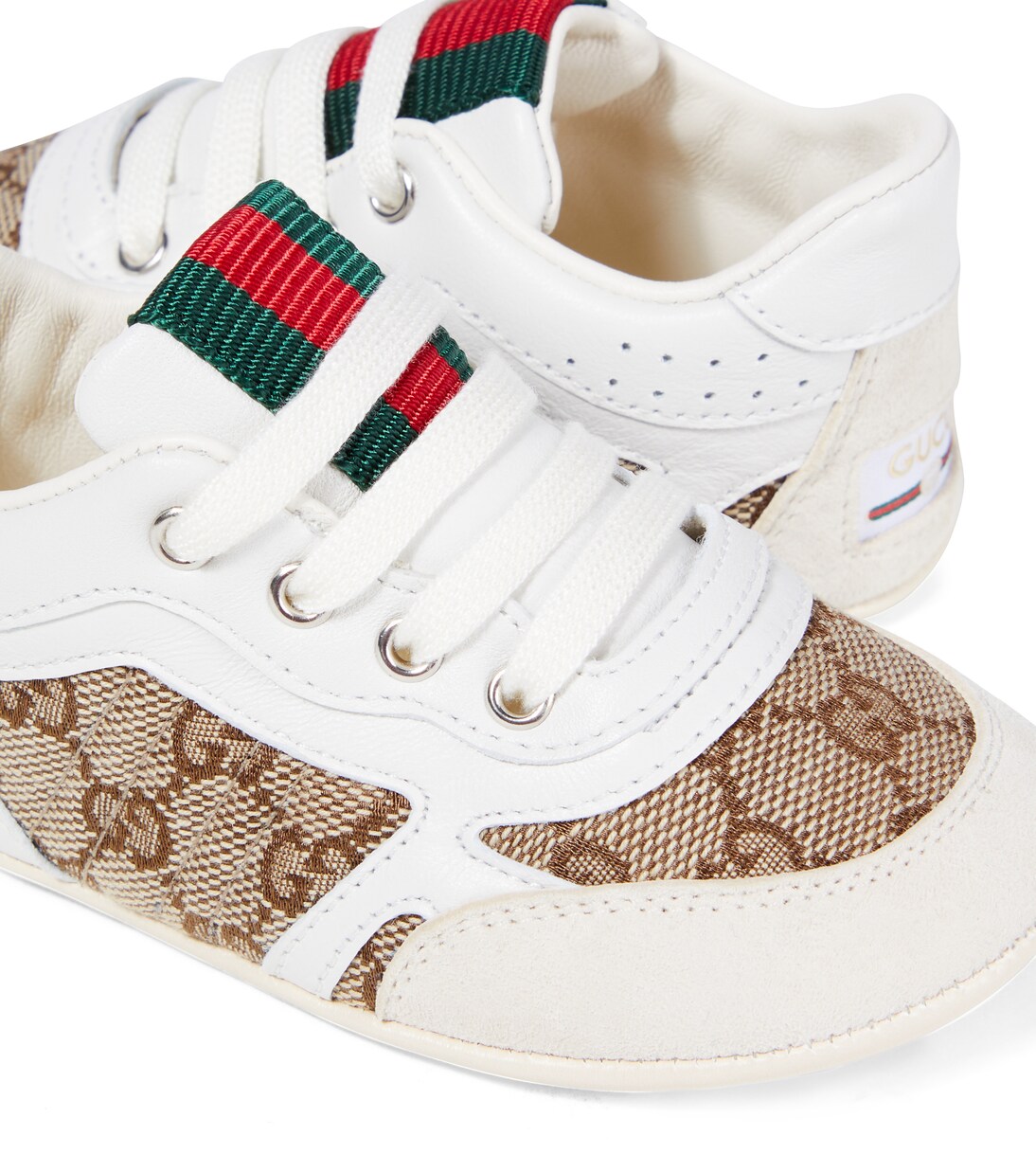 Baby Gucci Re-Web leather-trimmed sneakers | Gucci Kids