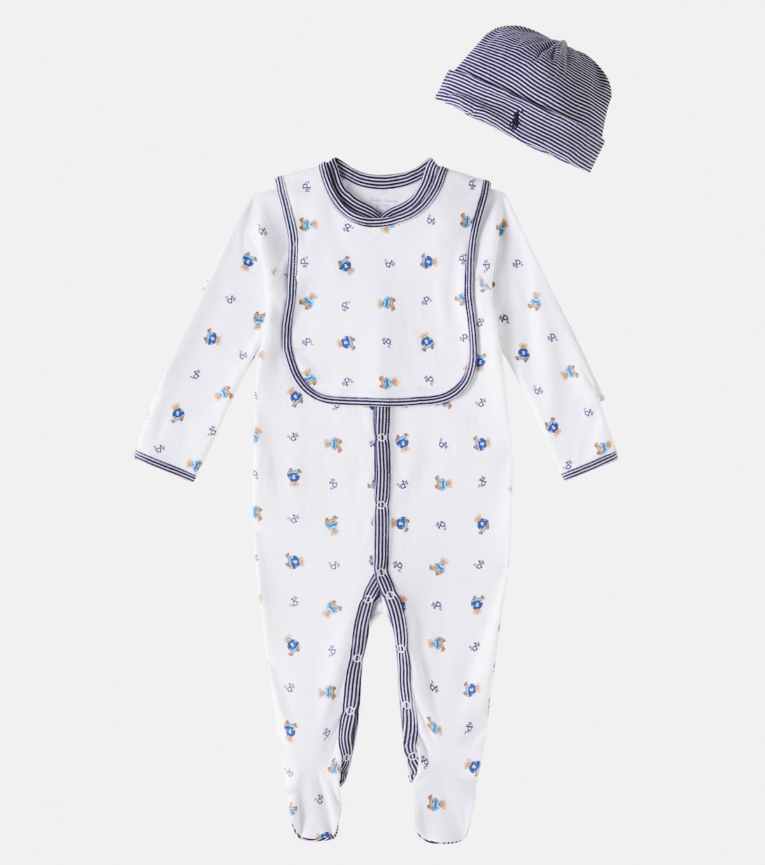 Baby cotton onesie, bib, and beanie set | Polo Ralph Lauren Kids