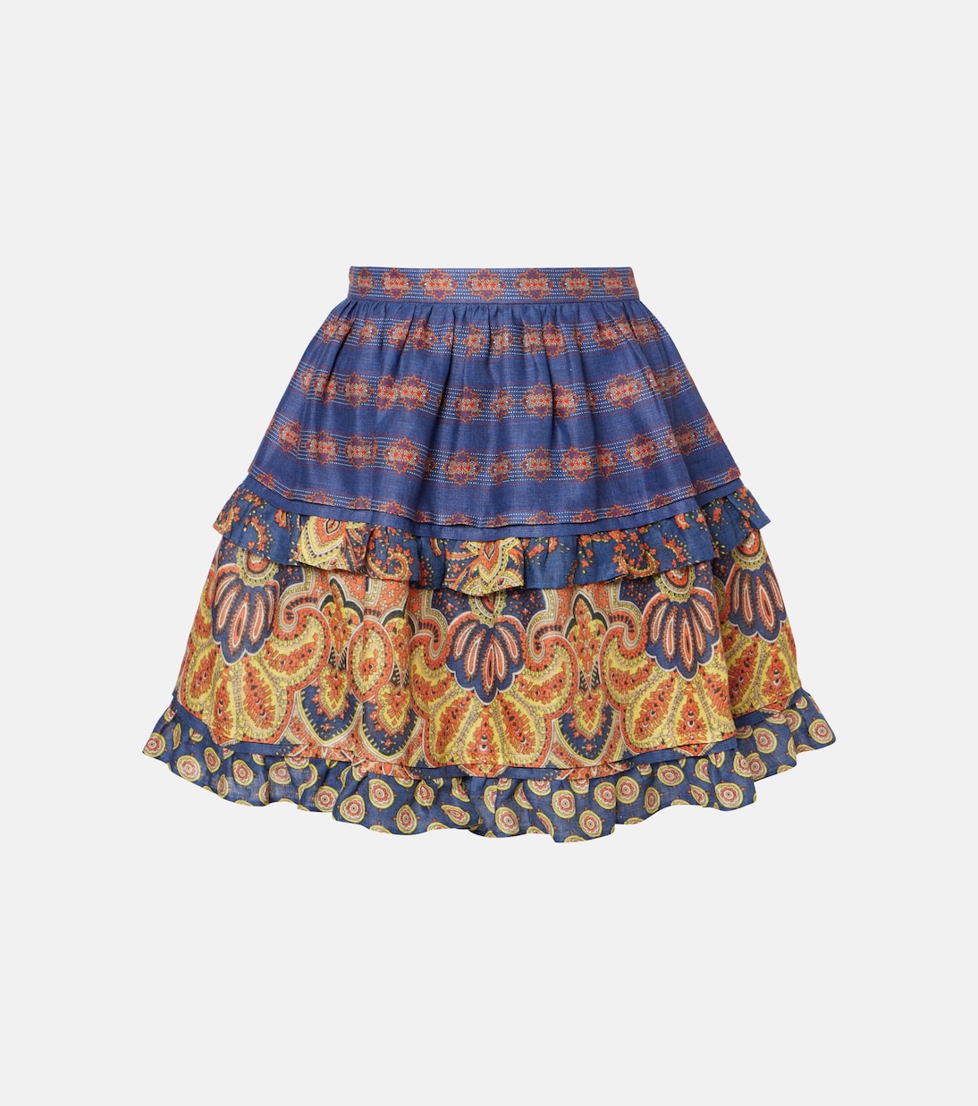 Voyage Imaginaire tiered linen miniskirt | Valentino