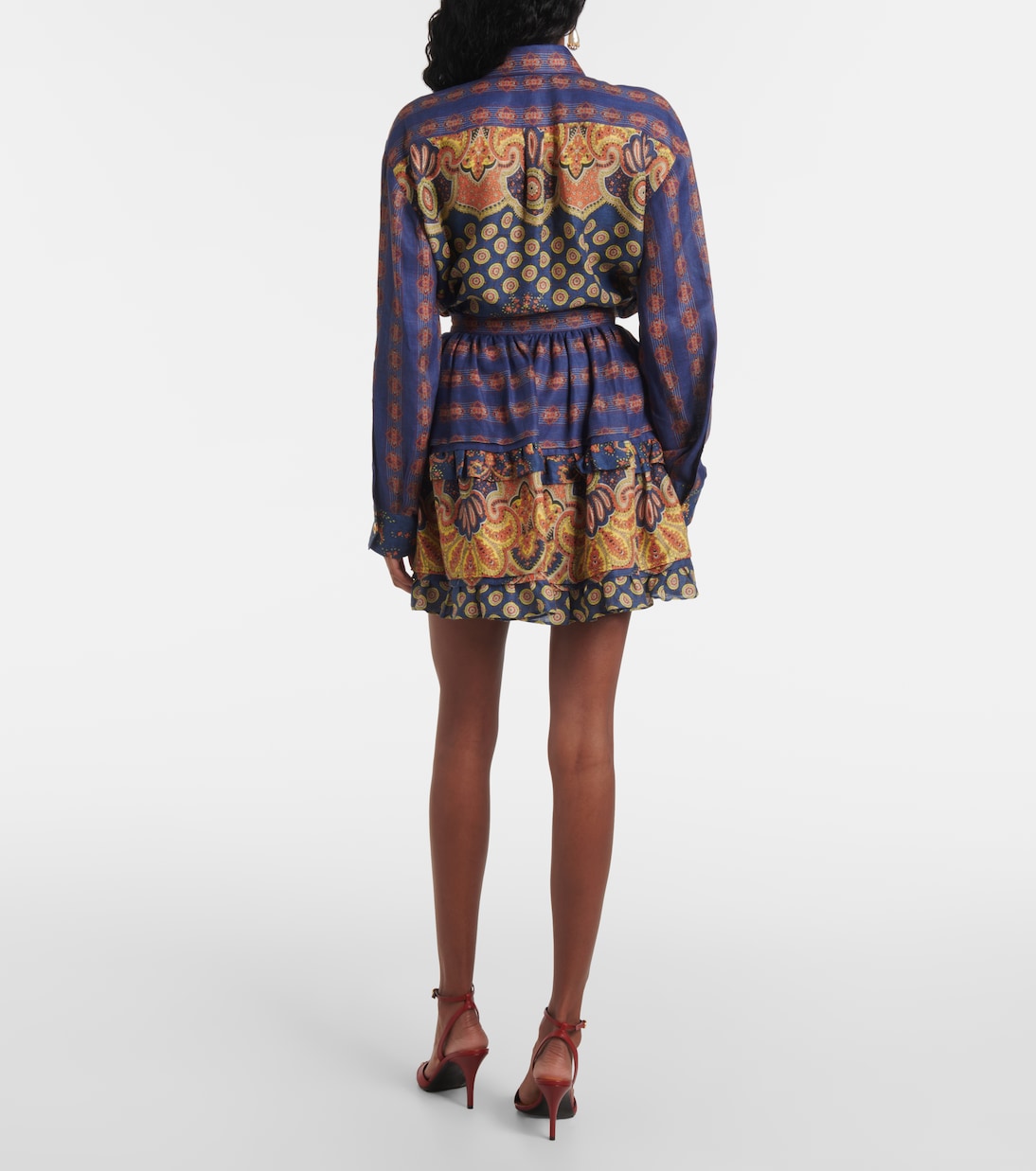 Voyage Imaginaire tiered linen miniskirt | Valentino