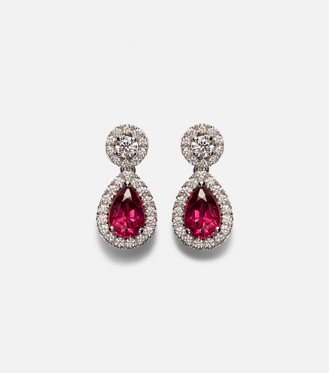 Classics 18kt white gold drop earrings with rubies and diamonds | Bucherer Fine Jewellery