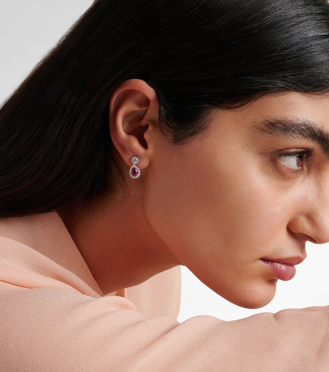 Classics 18kt white gold drop earrings with rubies and diamonds | Bucherer Fine Jewellery