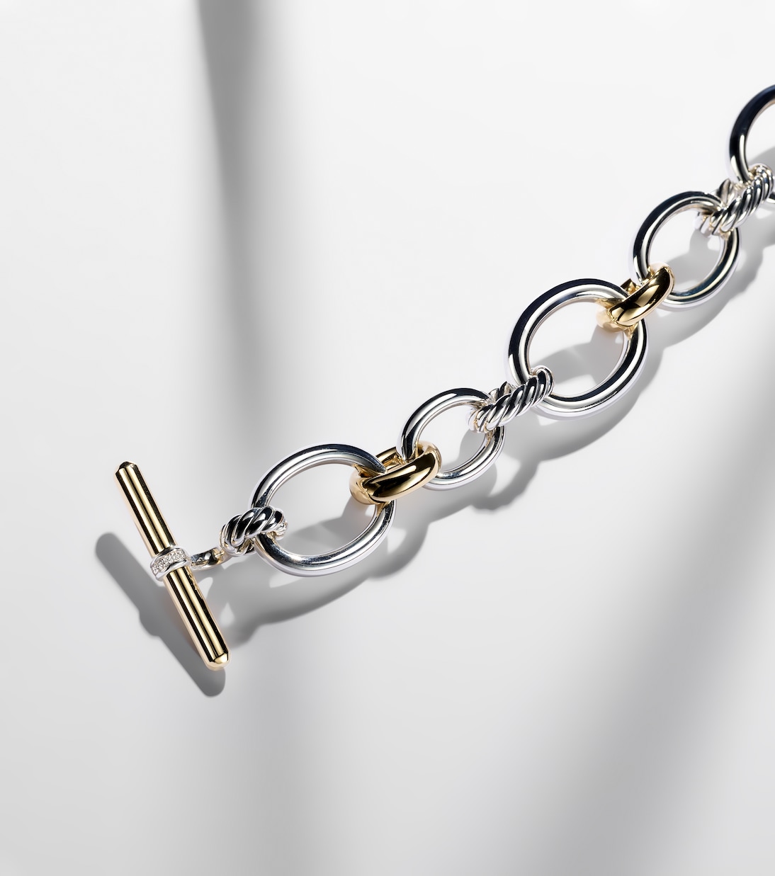 DY Mercer® 18kt gold and sterling silver chain bracelet with diamonds | David Yurman
