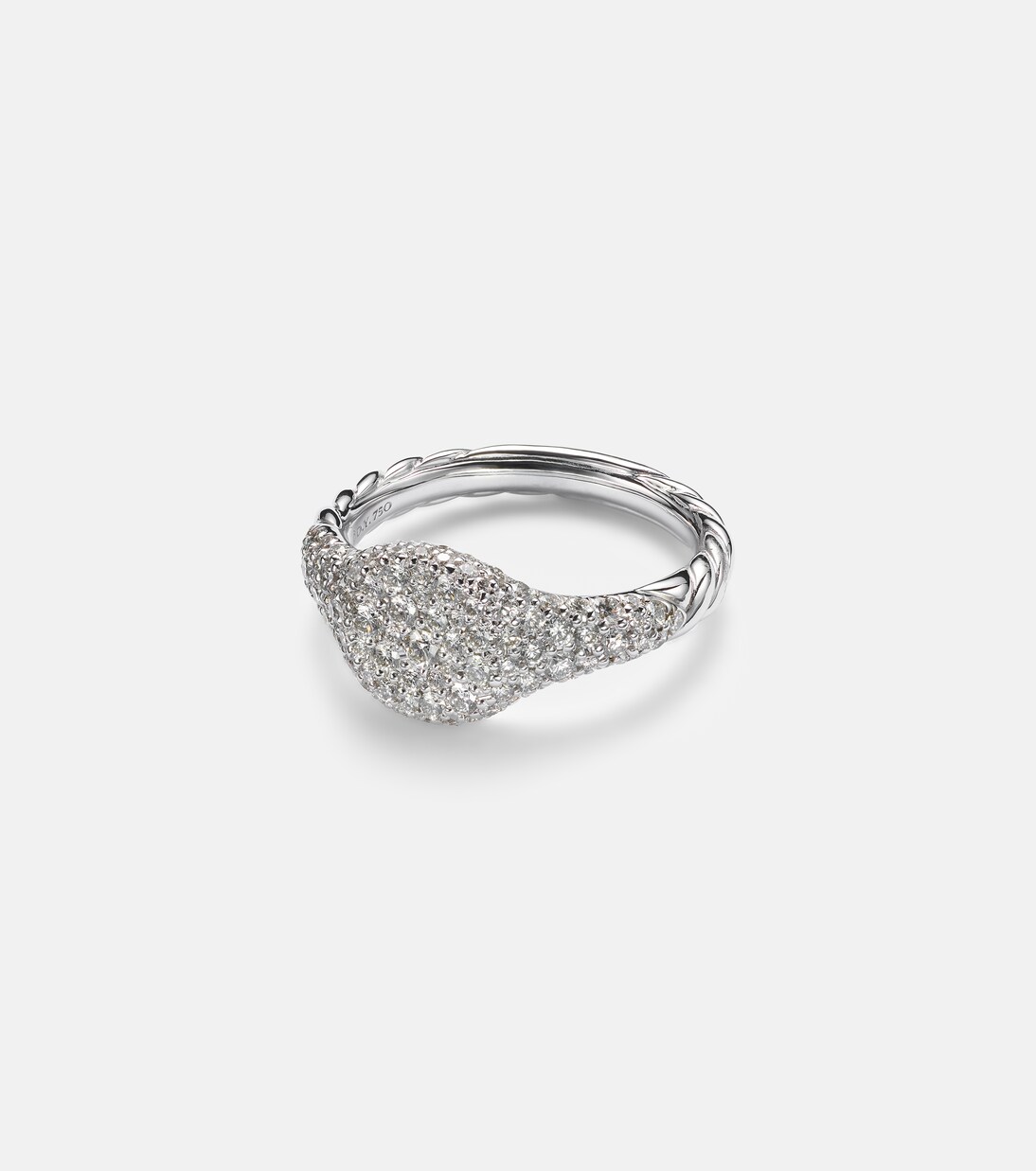 18kt white gold pinky ring with diamonds | David Yurman