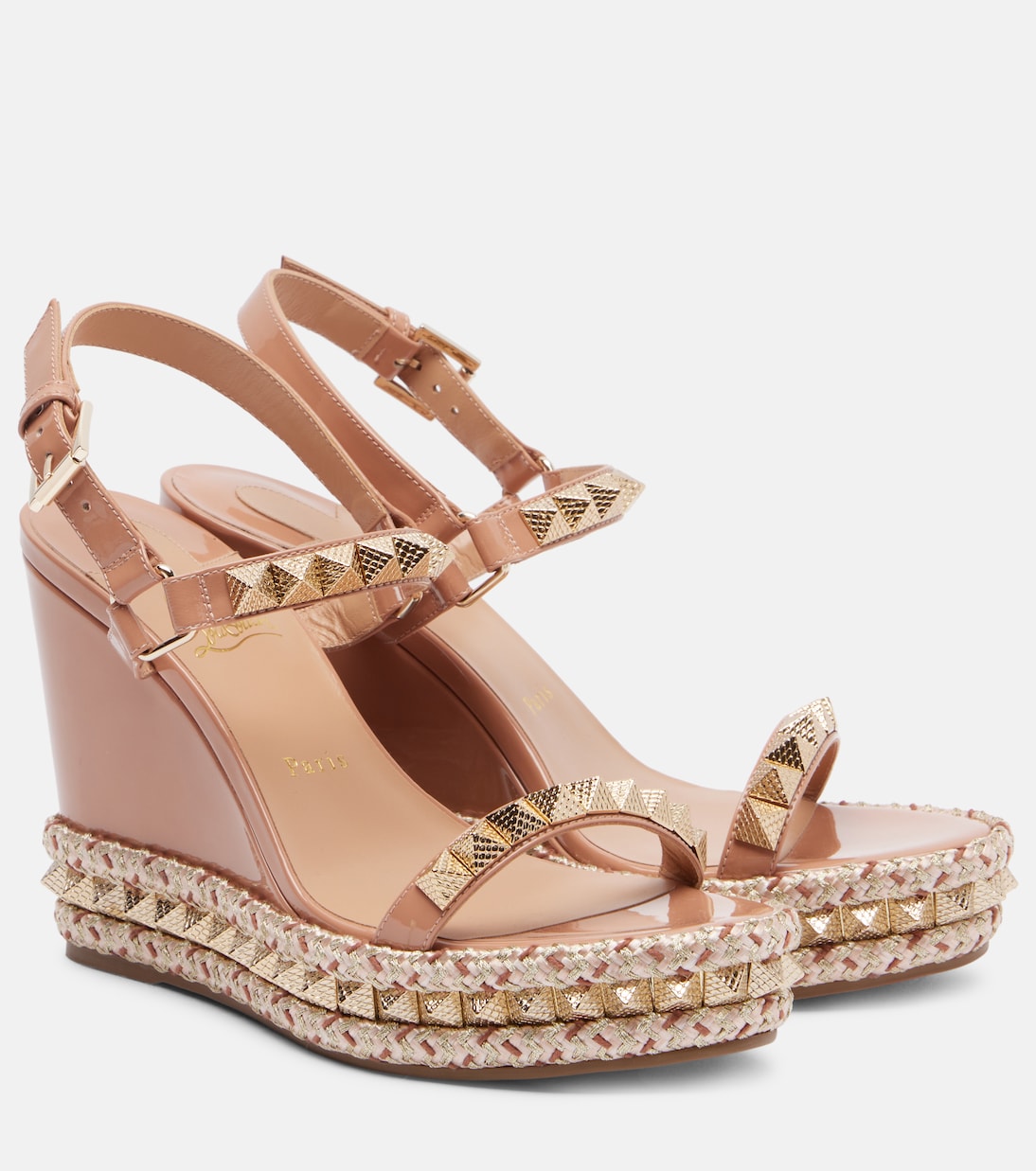 Pyra Clou 110 leather espadrille wedges | Christian Louboutin