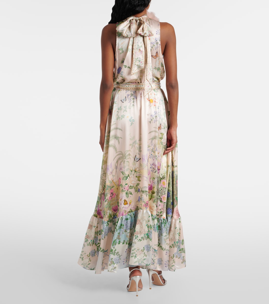 Robe longue en soie à cristaux | Camilla