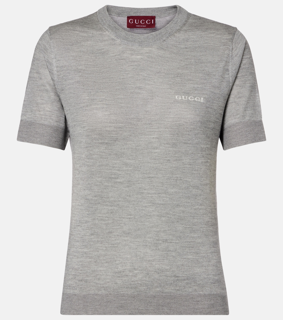 T-shirt in maglia di cashmere e seta con logo | Gucci