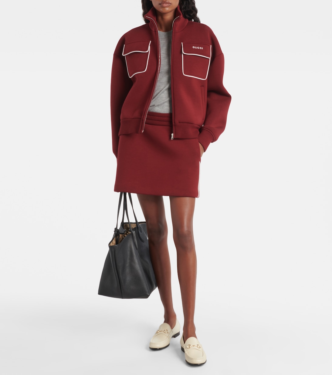 T-shirt in maglia di cashmere e seta con logo | Gucci